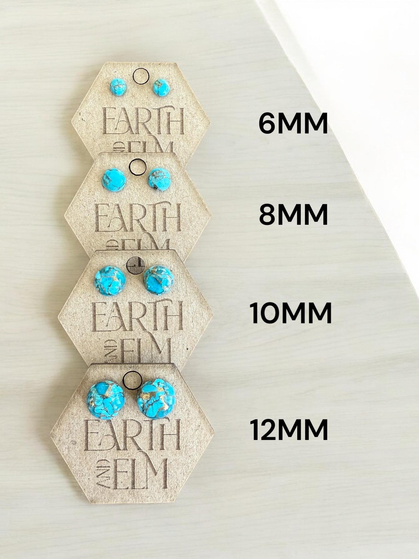 Blue Copper Turquoise Studs | Turquoise Earrings | 8mm Studs | Gemstone Earrings