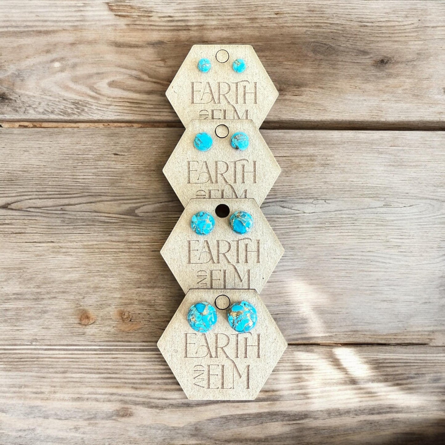 Blue Copper Turquoise Studs | Turquoise Earrings | 8mm Studs | Gemstone Earrings