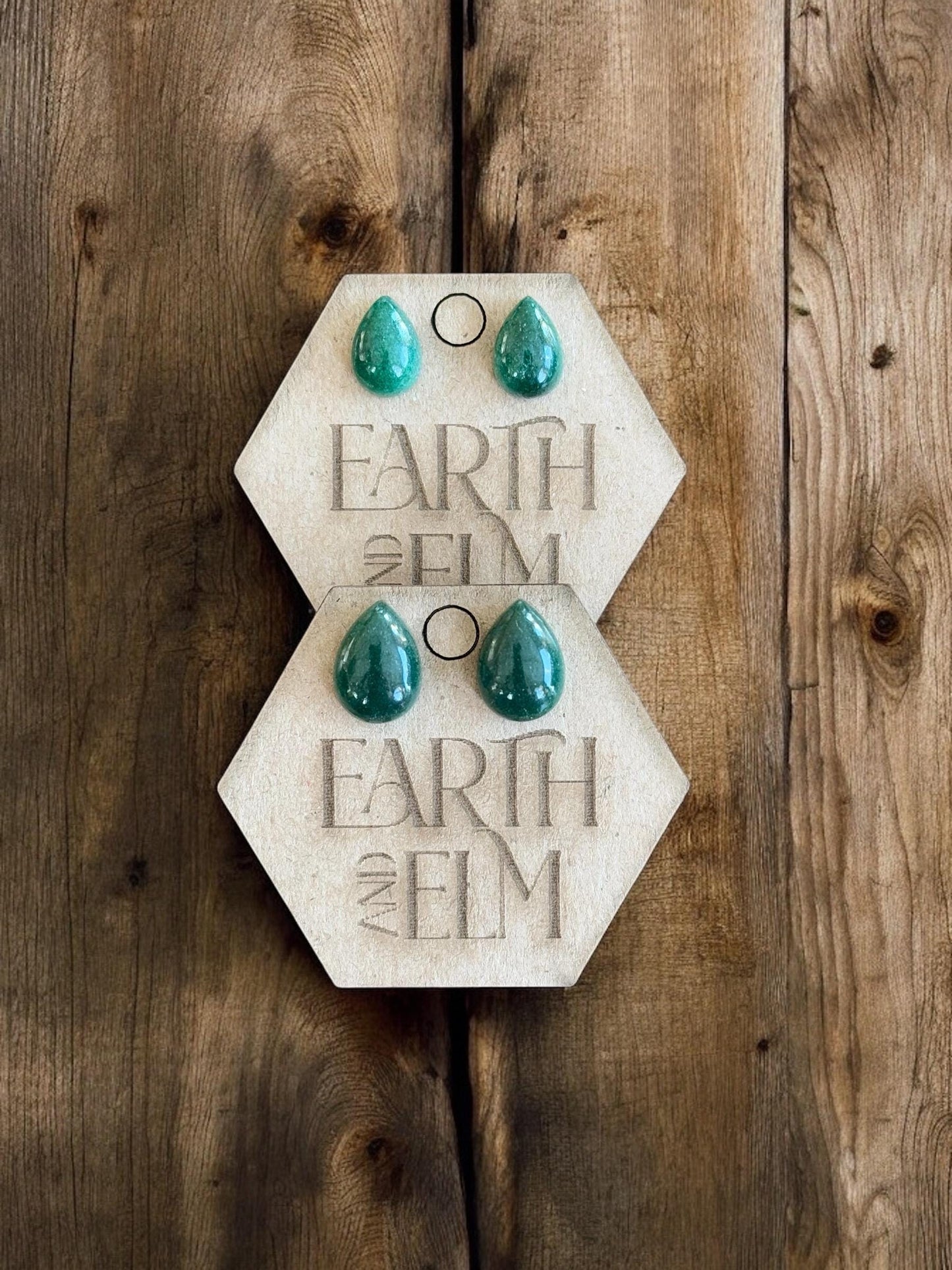 Green Aventurine Studs | Stud Earrings | Gemstone Earrings | Teardrop Pear Shape