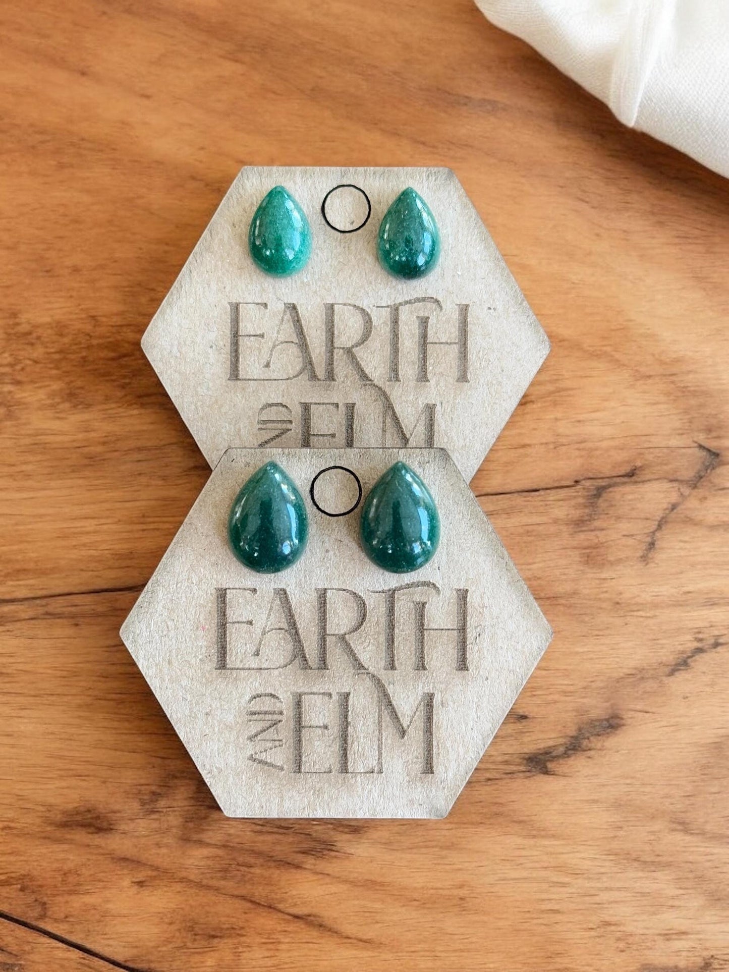 Green Aventurine Studs | Stud Earrings | Gemstone Earrings | Teardrop Pear Shape
