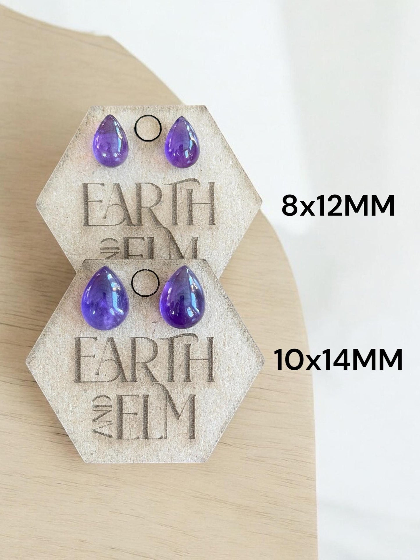 Amethyst Stud Earrings | Pear Shape Studs | Teardrop Earrings | 10x14 Amethyst | Gemstone Earrings | 8x12