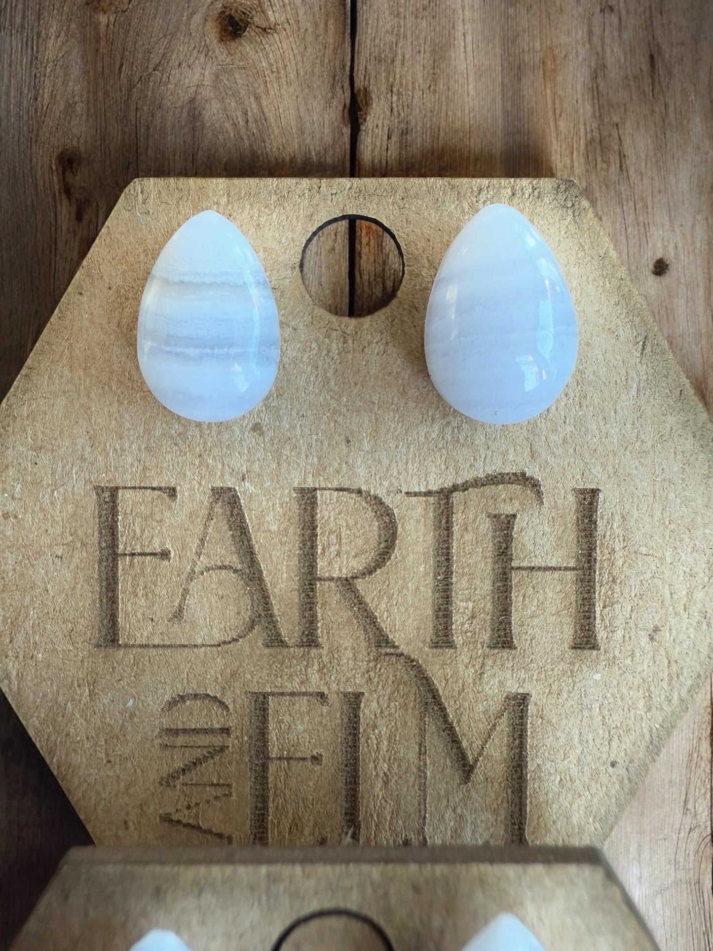 Blue Lace Agate Pear Studs | Stud Earrings | Gemstone Earrings | 8mm