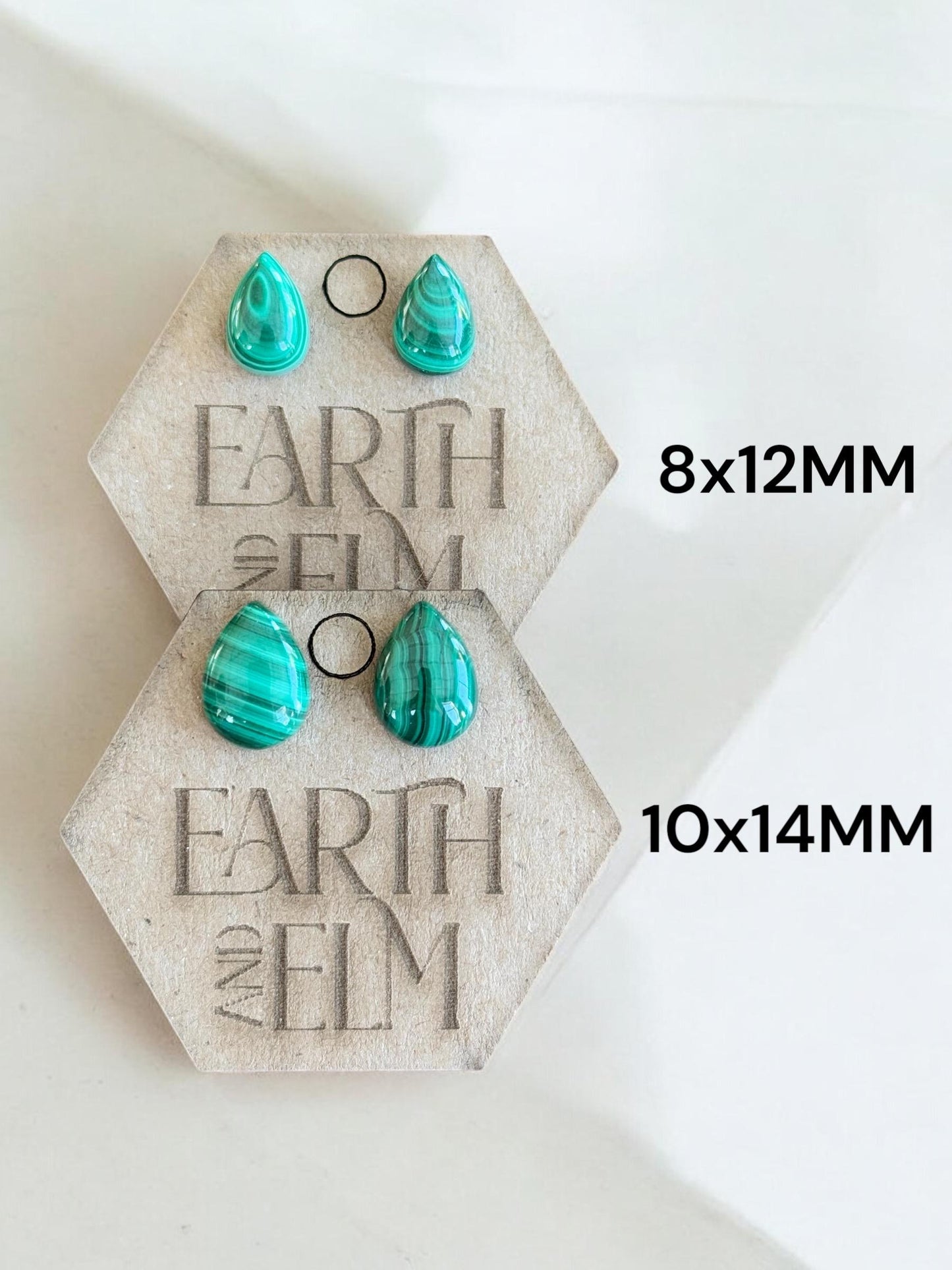 Malachite Studs | Stud Earrings | Gemstone Earrings | Teardrop Pear Shape