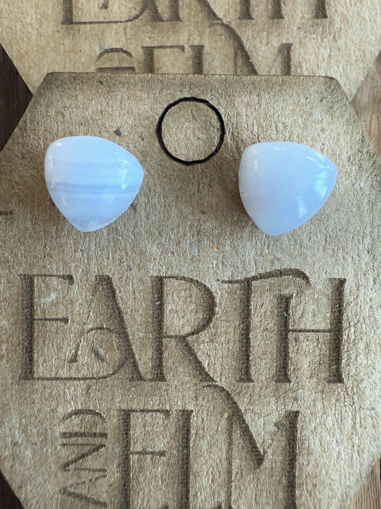 Blue Lace Agate Trillion Studs | Stud Earrings | Gemstone Earrings | 6mm 8mm Trillion Shape