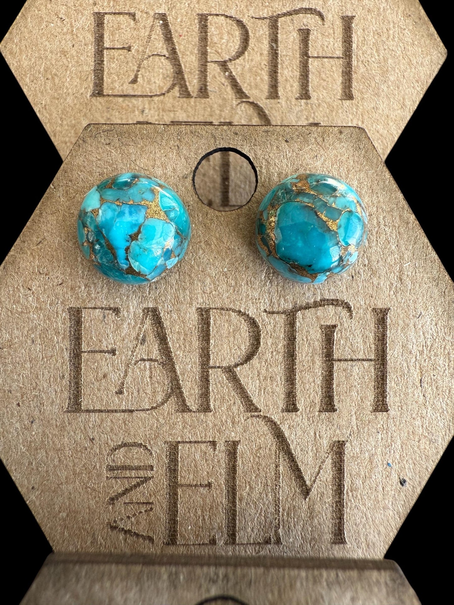 Blue Copper Turquoise Studs | Turquoise Earrings | 8mm Studs | Gemstone Earrings