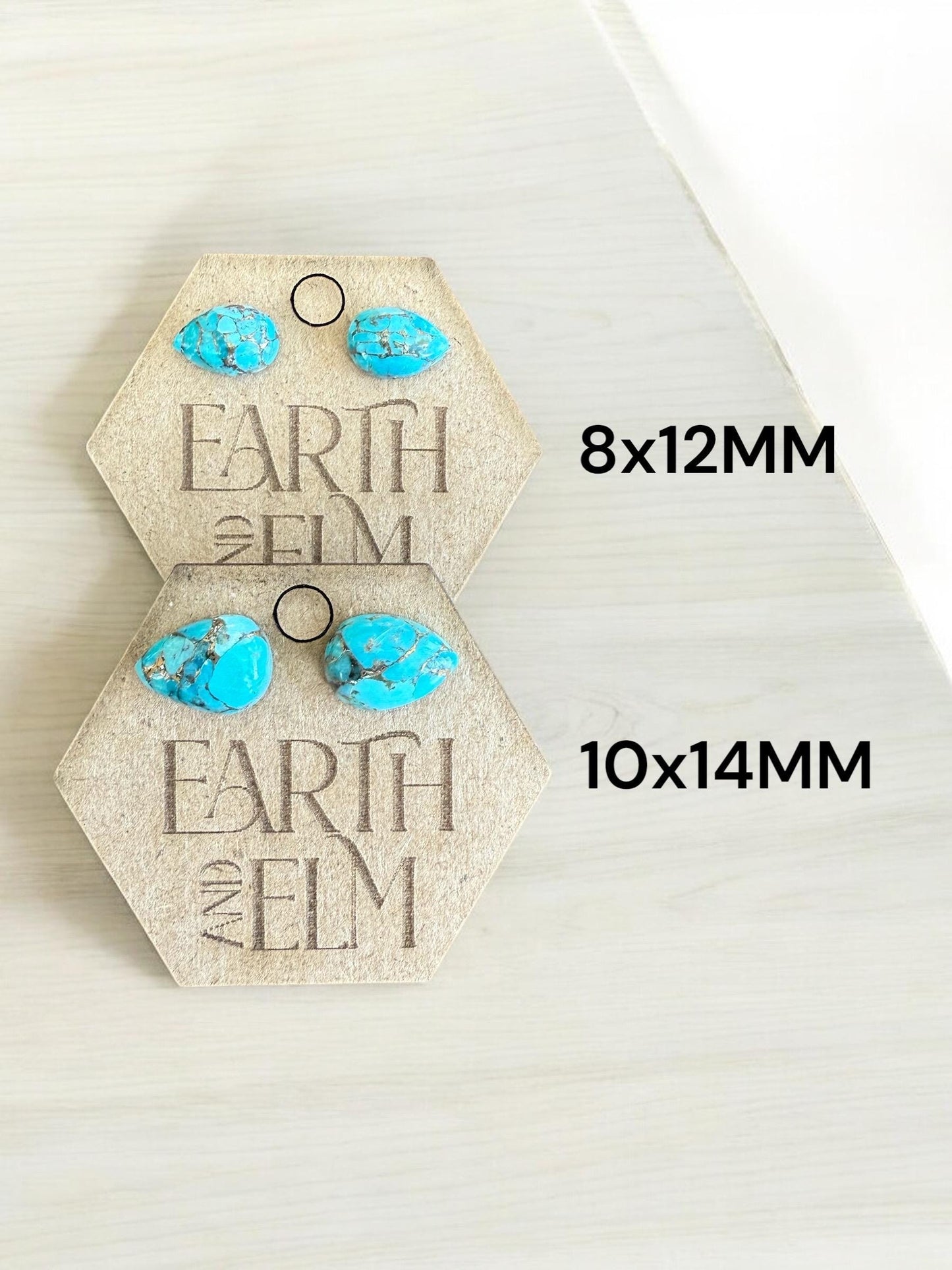 Blue Copper Turquoise Studs | Turquoise Earrings | 10x14 | Teardrop Shape | Pear Shape Blue Studs | 8x12mm