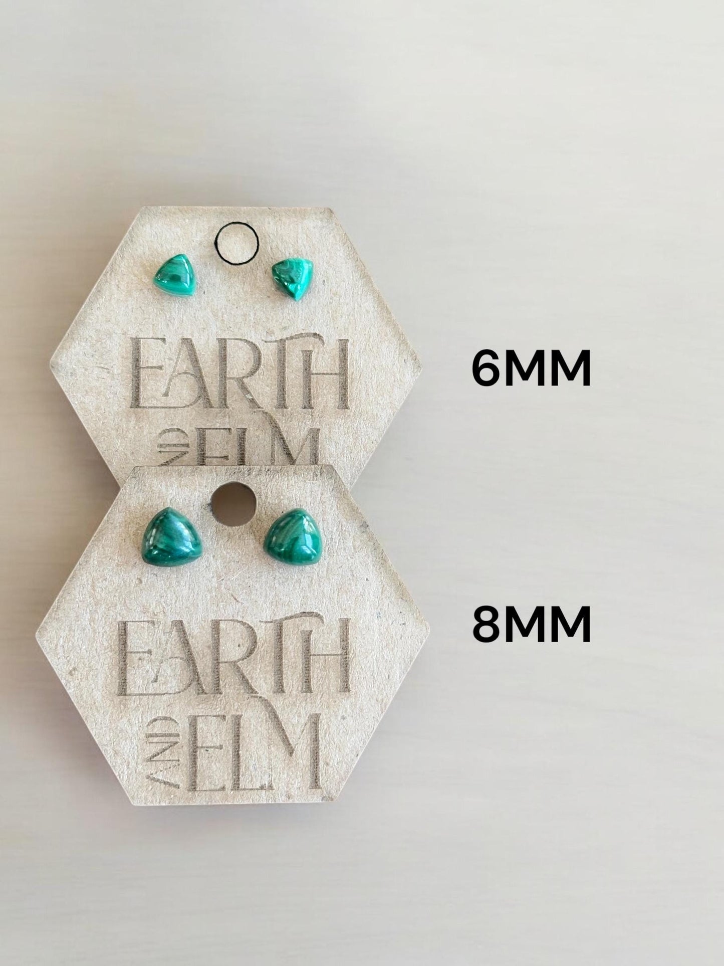 Malachite Trillion Studs | Triangle Shape | Gemstone Studs | Stud Earrings |