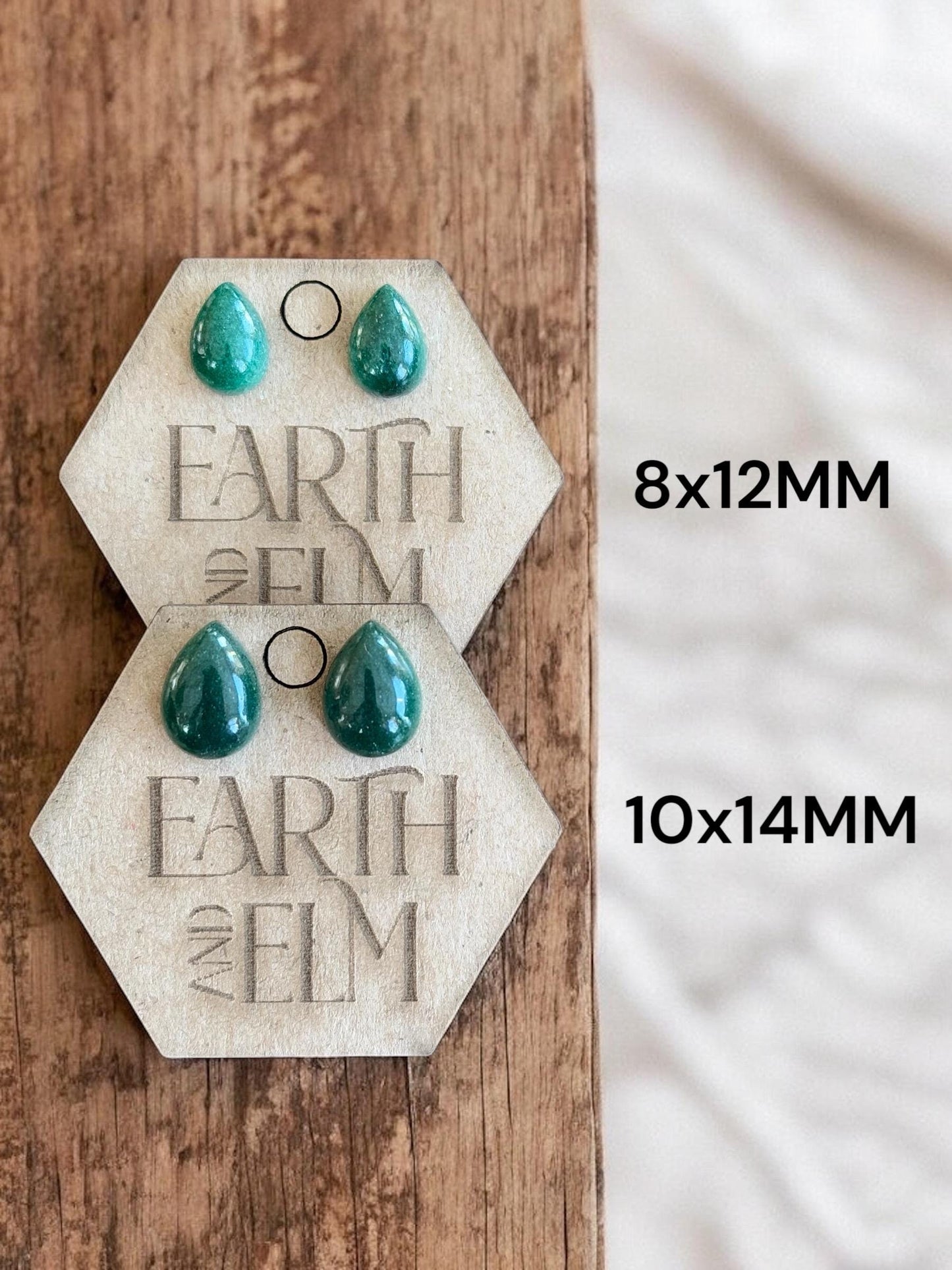 Green Aventurine Studs | Stud Earrings | Gemstone Earrings | Teardrop Pear Shape