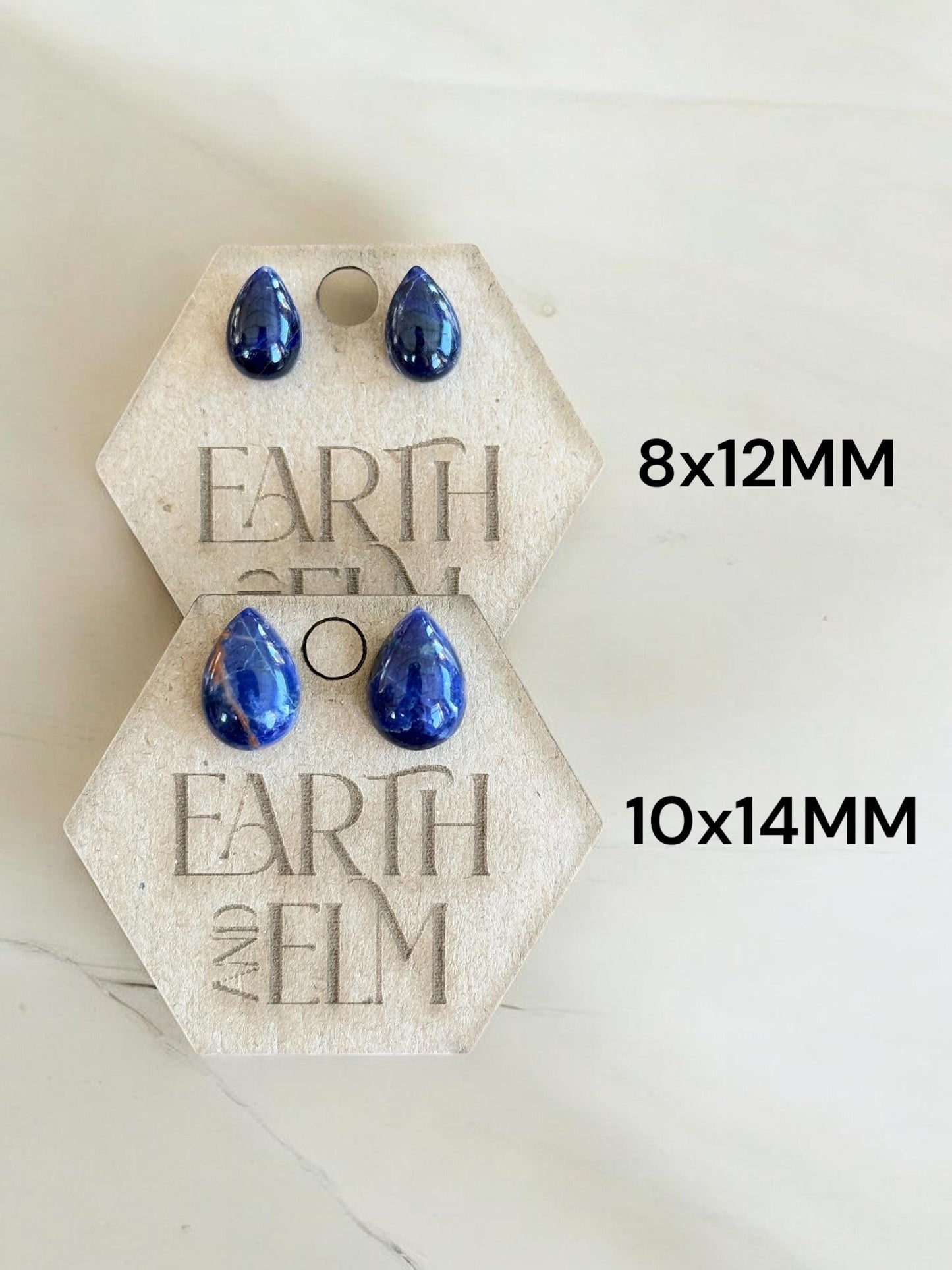 Sodalite Teardrop Studs | Stud Earrings | Gemstone Earrings | 8mm | 10mm | Pear Shape