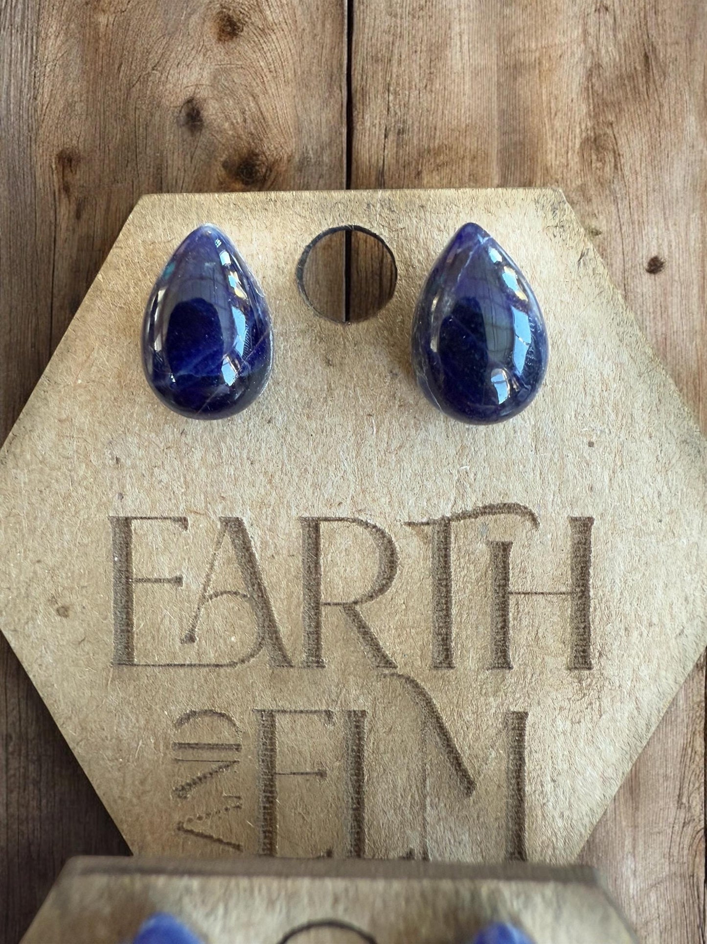 Sodalite Teardrop Studs | Stud Earrings | Gemstone Earrings | 8mm | 10mm | Pear Shape