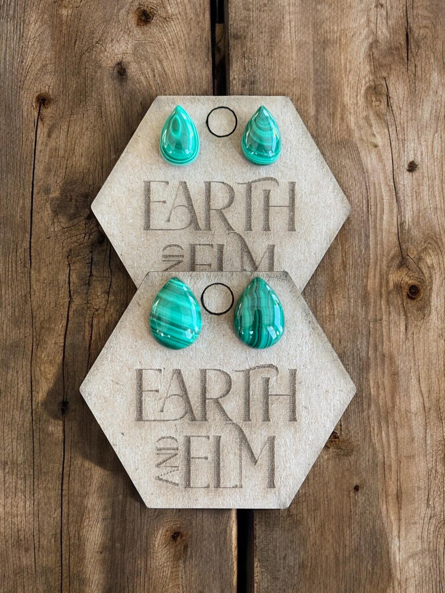 Malachite Studs | Stud Earrings | Gemstone Earrings | Teardrop Pear Shape
