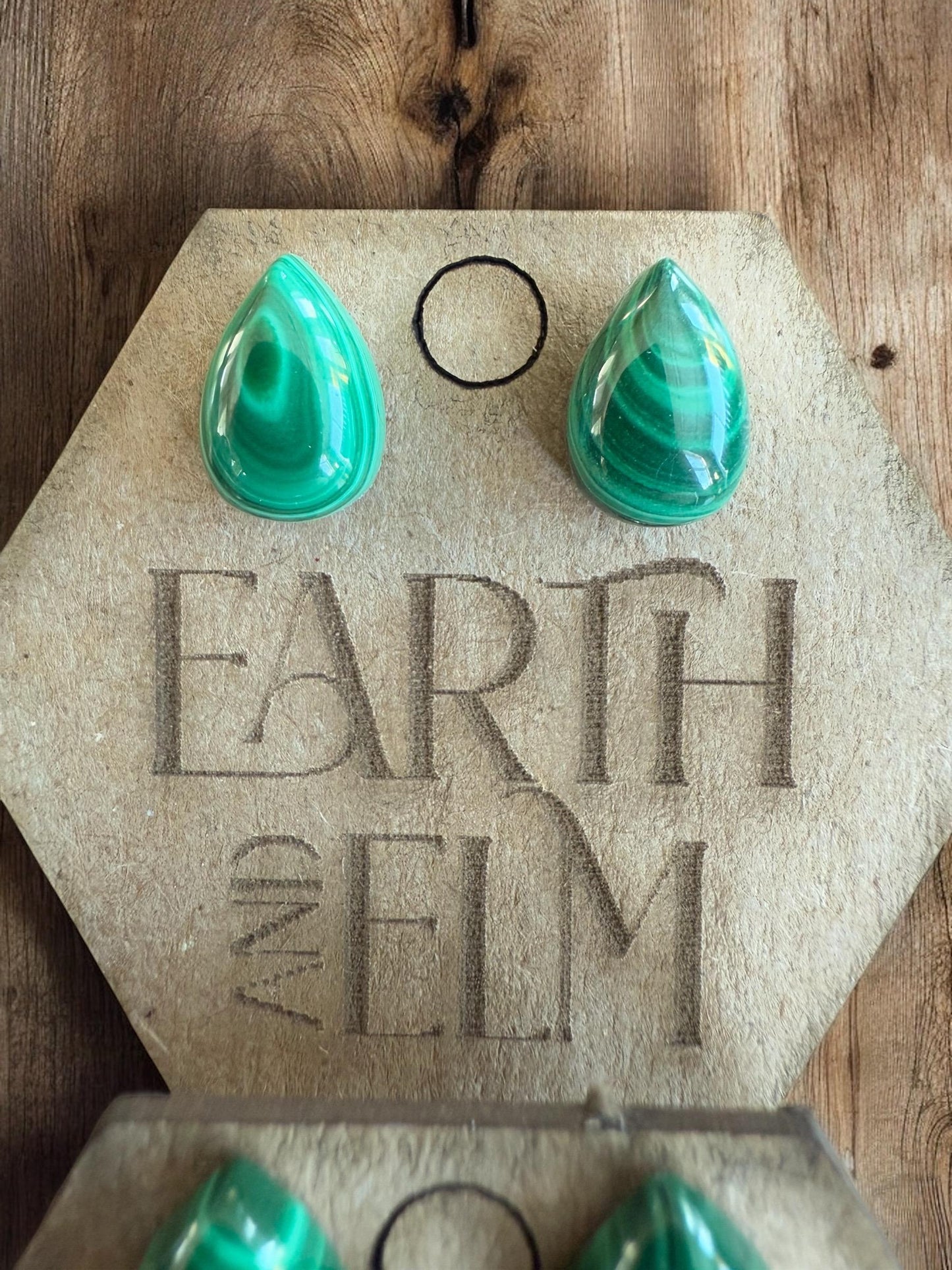 Malachite Studs | Stud Earrings | Gemstone Earrings | Teardrop Pear Shape