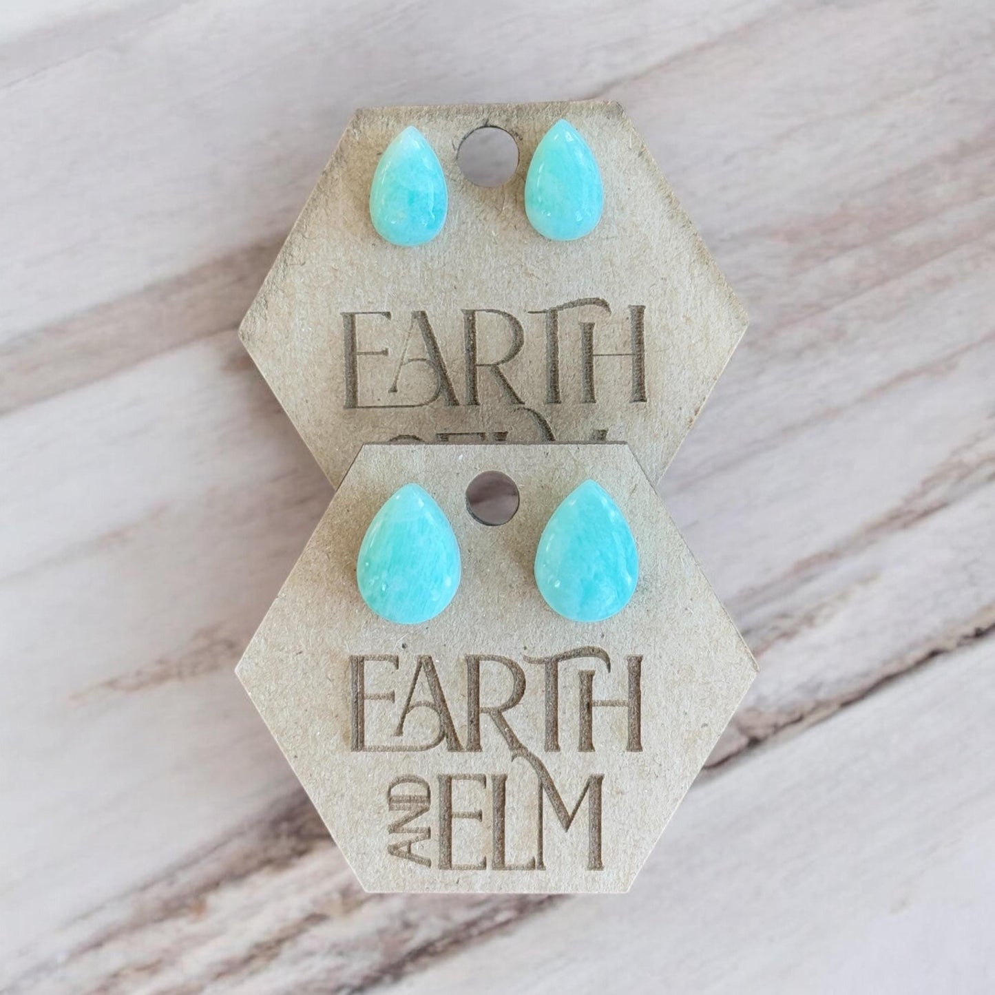 Amazonite Studs | Stud Earrings | Gemstone Earrings | Teardrop Pear Shape |