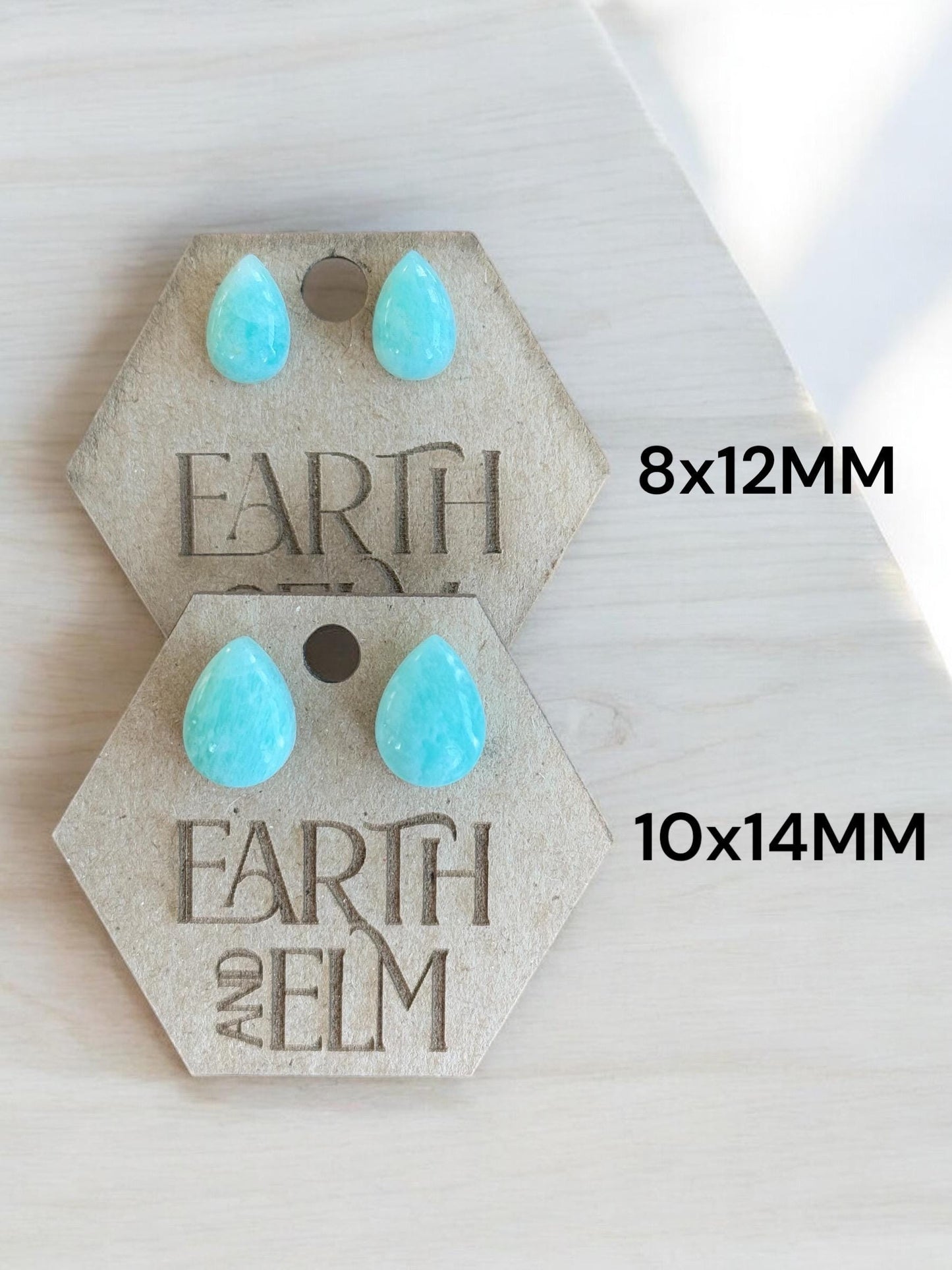 Amazonite Studs | Stud Earrings | Gemstone Earrings | Teardrop Pear Shape |