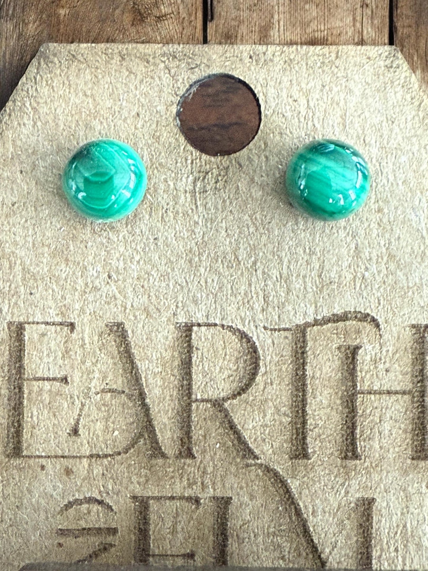 Malachite Studs | Stud Earrings | Gemstone Earrings | 8mm
