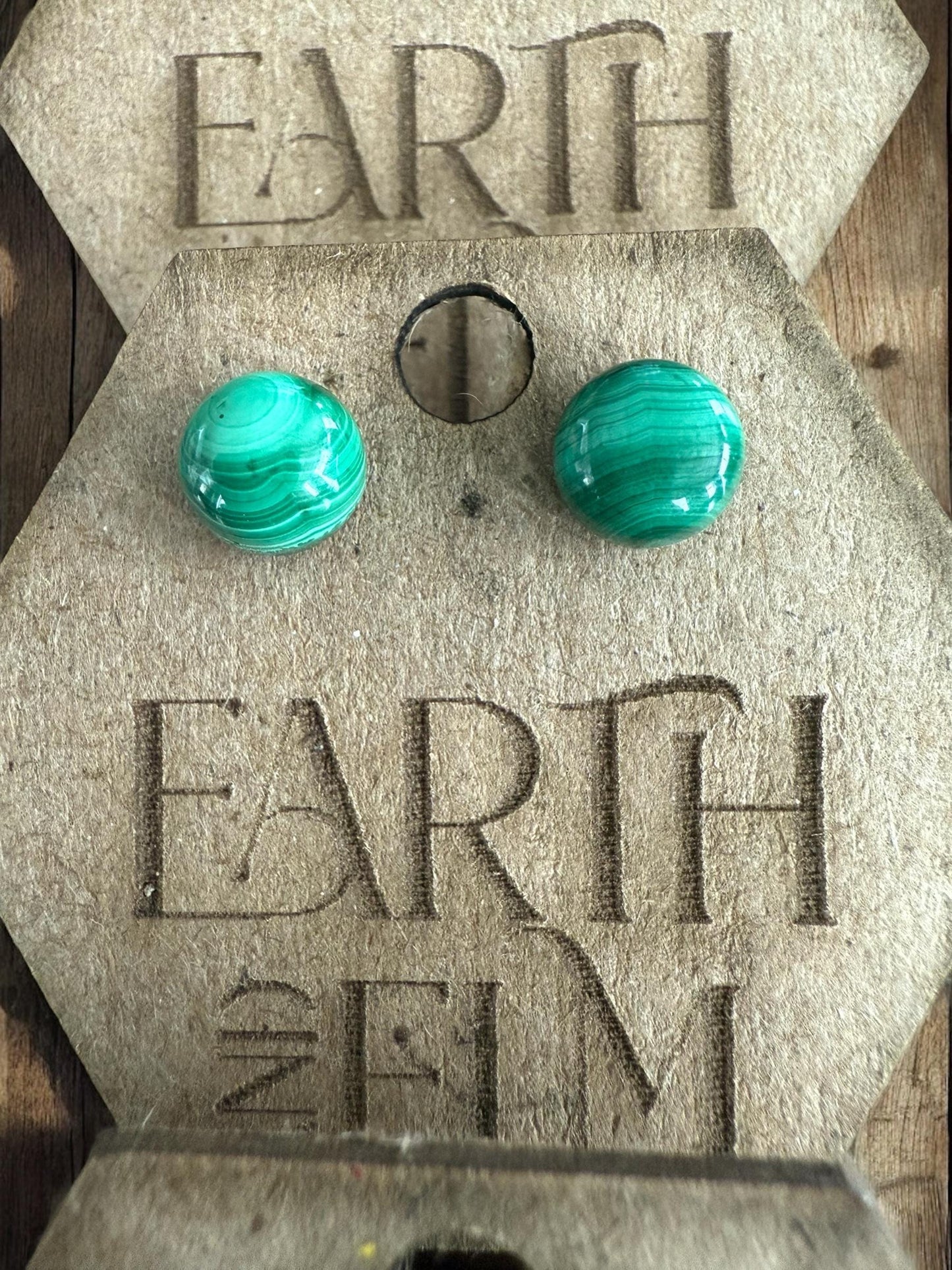Malachite Studs | Stud Earrings | Gemstone Earrings | 8mm