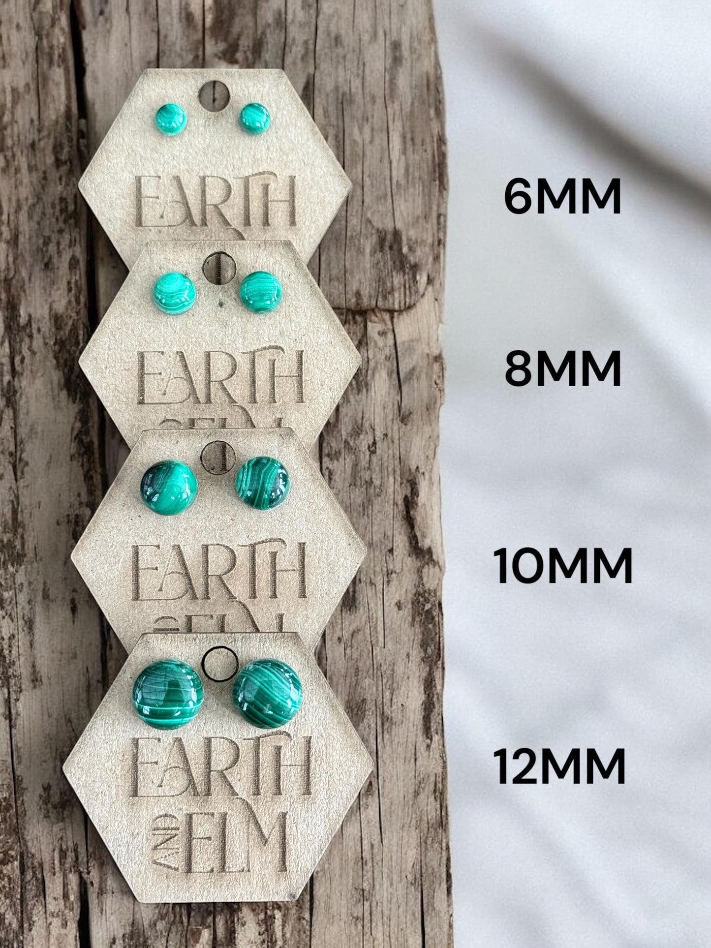 Malachite Studs | Stud Earrings | Gemstone Earrings | 8mm