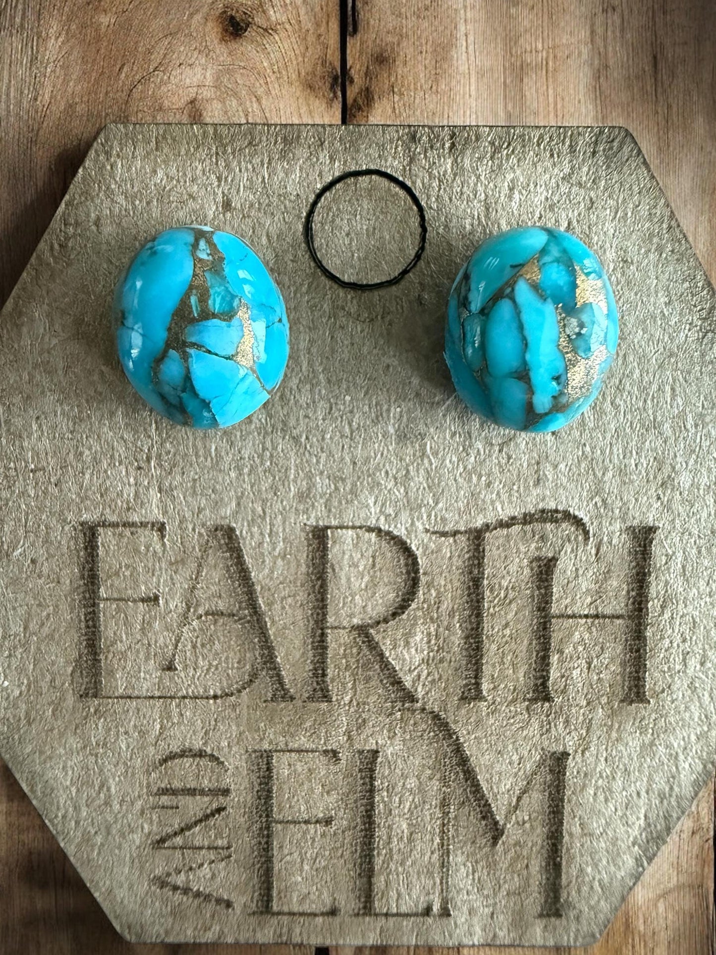 Turquoise Oval Gemstone Stud Earrings | 6x8mm 8x10mm | Blue Copper Turquoise Studs |
