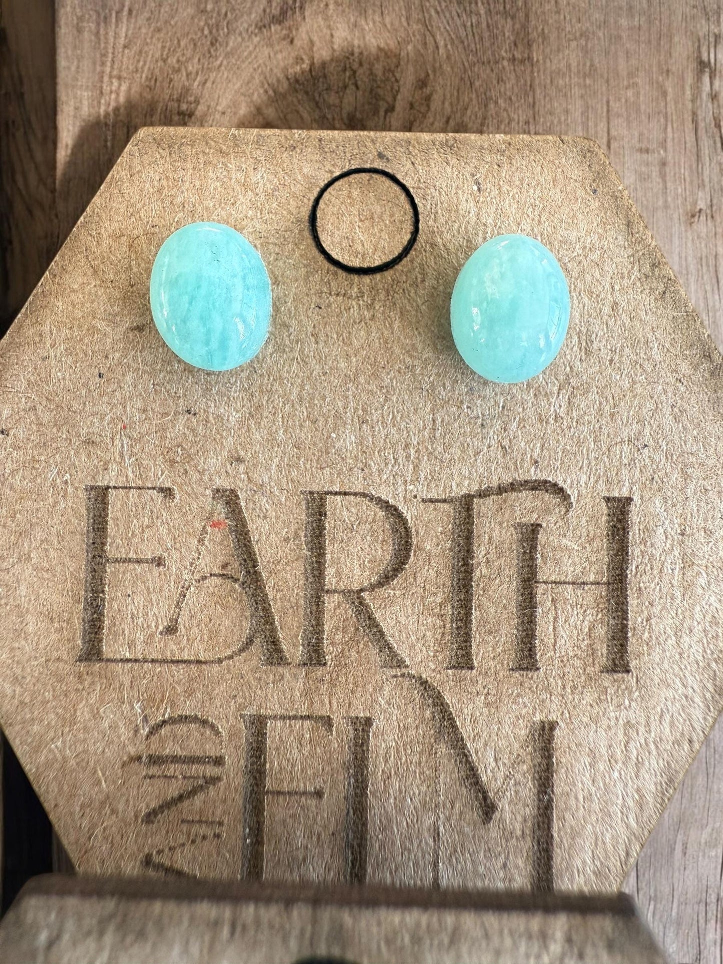 Amazonite Oval Gemstone Stud Earrings | 6x8mm 8x10mm | Amazonite Studs