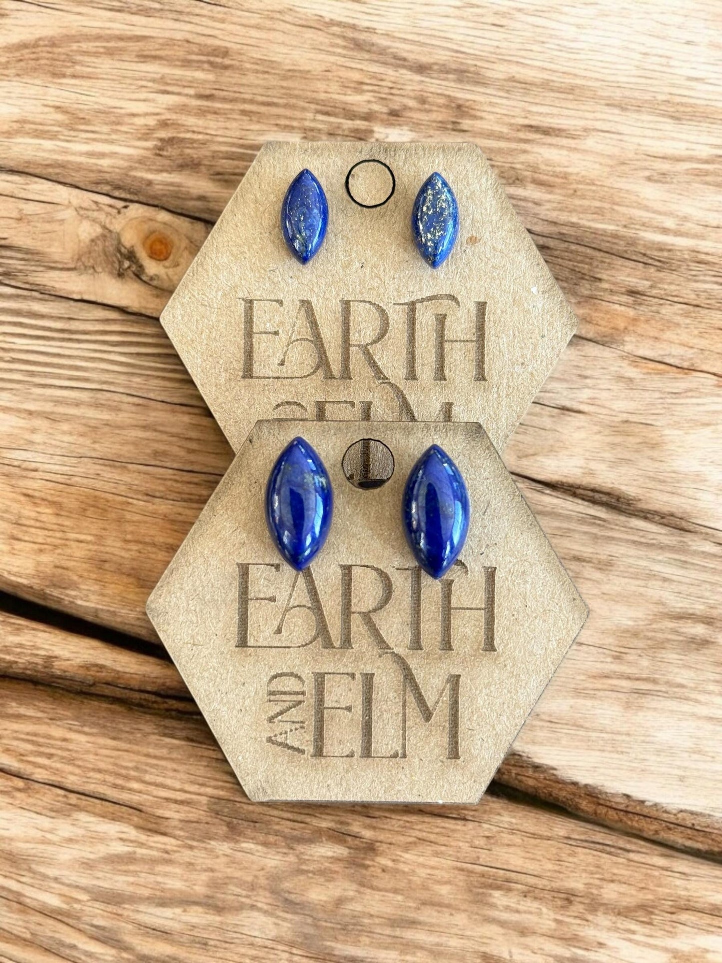 Lapis Lazuli Marquise Gemstone Stud Earrings | 6x12mm 8x16mm | Lapis Lazuli |