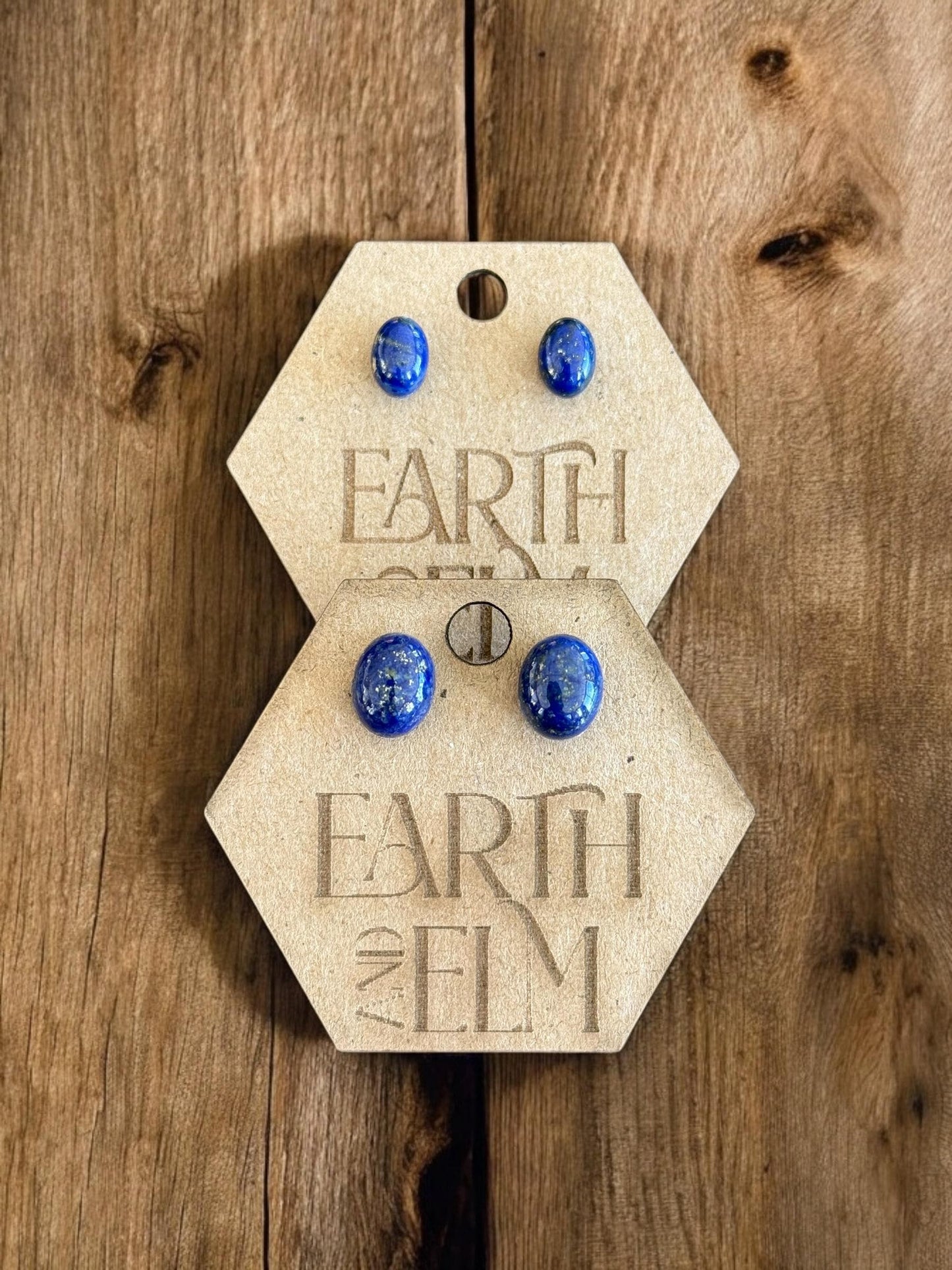 Lapis Lazuli Oval Gemstone Stud Earrings | 6x8mm 8x10mm | Lapis Lazuli Studs
