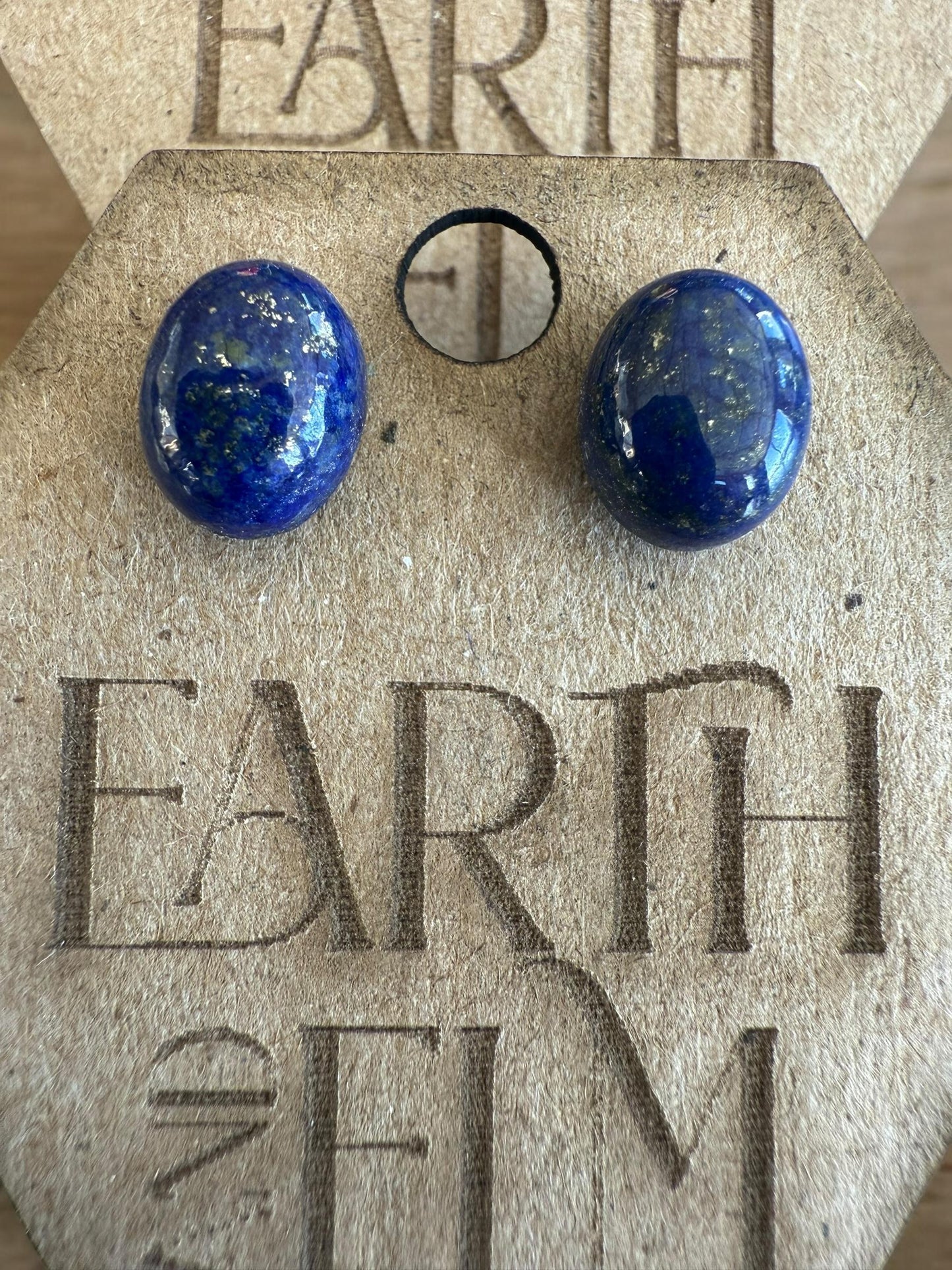 Lapis Lazuli Oval Gemstone Stud Earrings | 6x8mm 8x10mm | Lapis Lazuli Studs