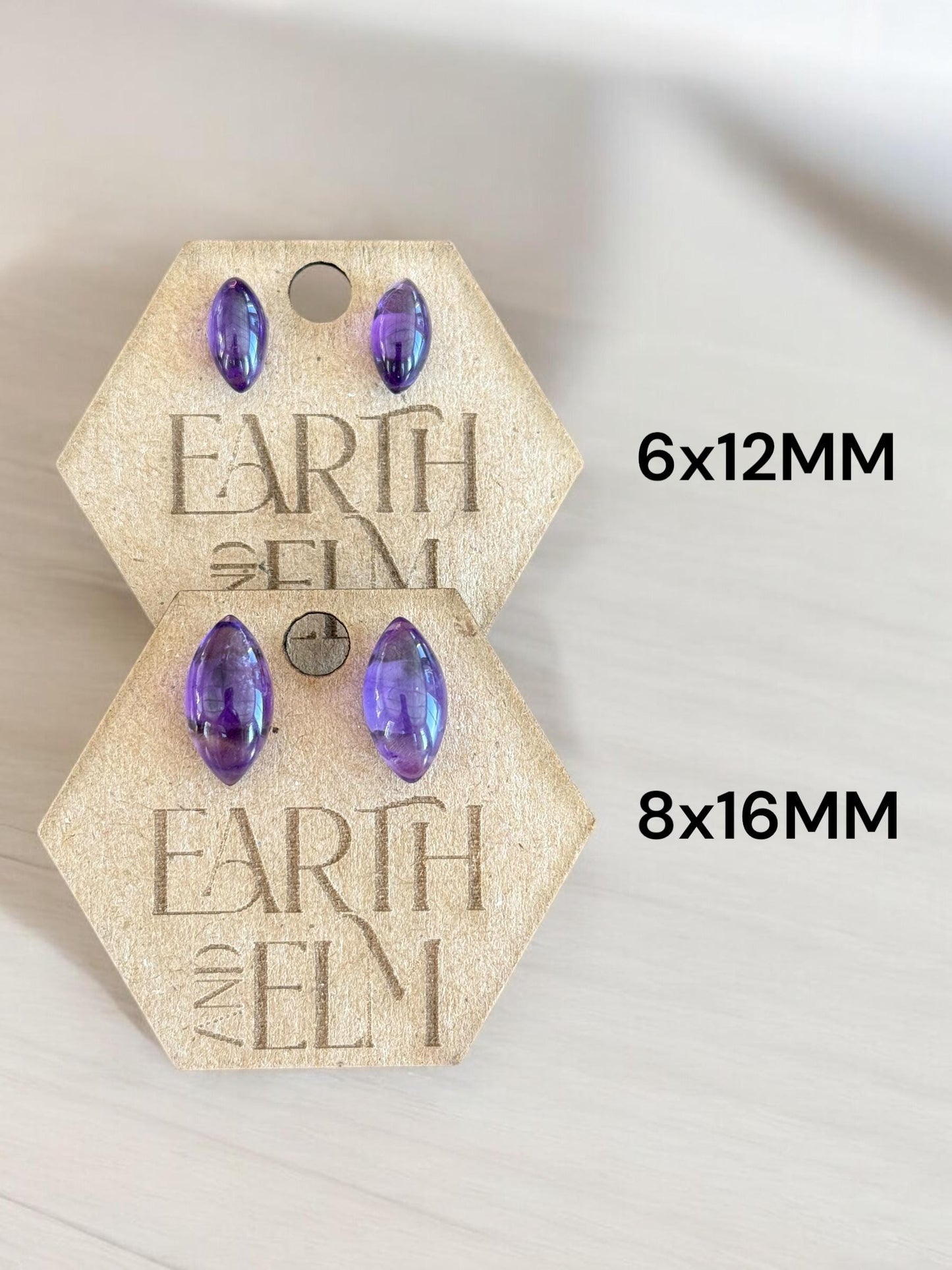 Amethyst Marquise Gemstone Stud Earrings | 6x12mm 8x16mm | Amethyst Studs |
