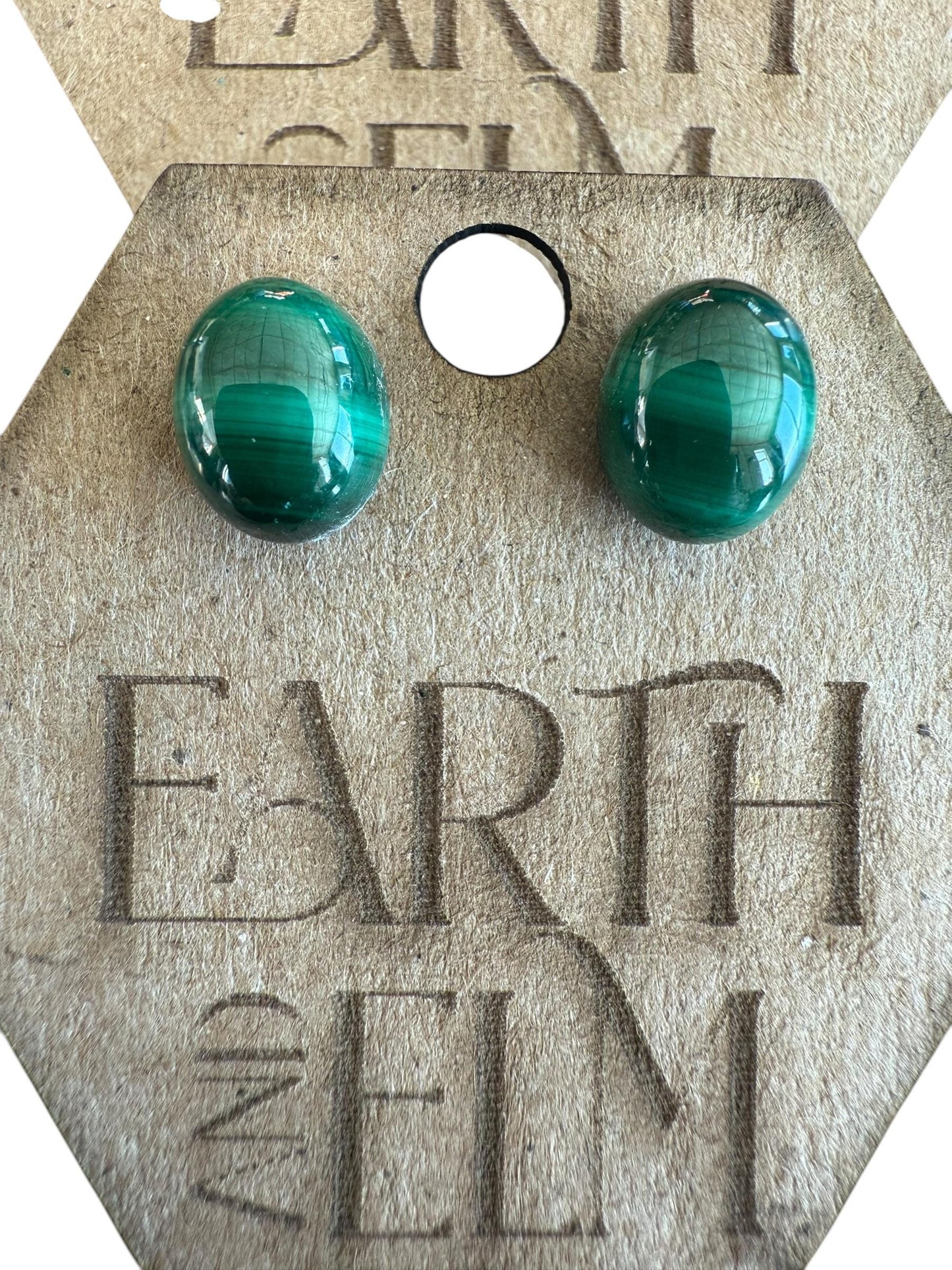Malachite Oval Gemstone Stud Earrings | 6x8mm 8x10mm | Malachite Studs