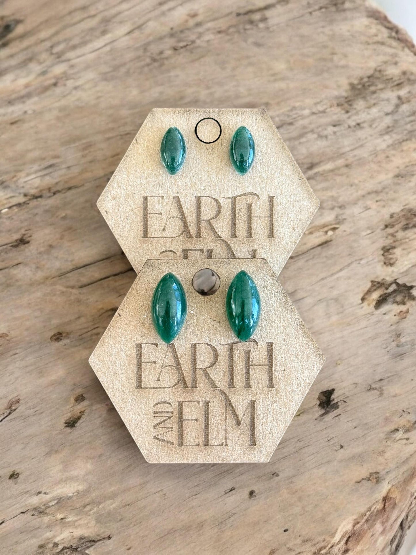Green Aventurine Marquise Gemstone Stud Earrings | 6x12mm 8x16mm | Green Aventurine Studs |