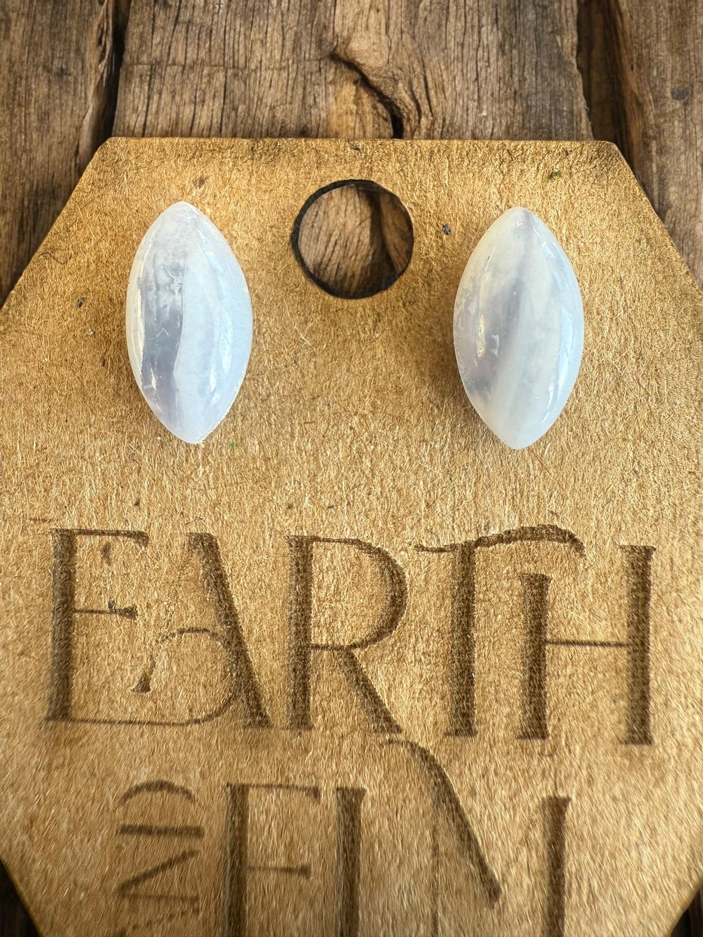 Blue Lace Agate Marquise Gemstone Stud Earrings | 6x12mm 8x16mm | Blue Lace Agate Studs |