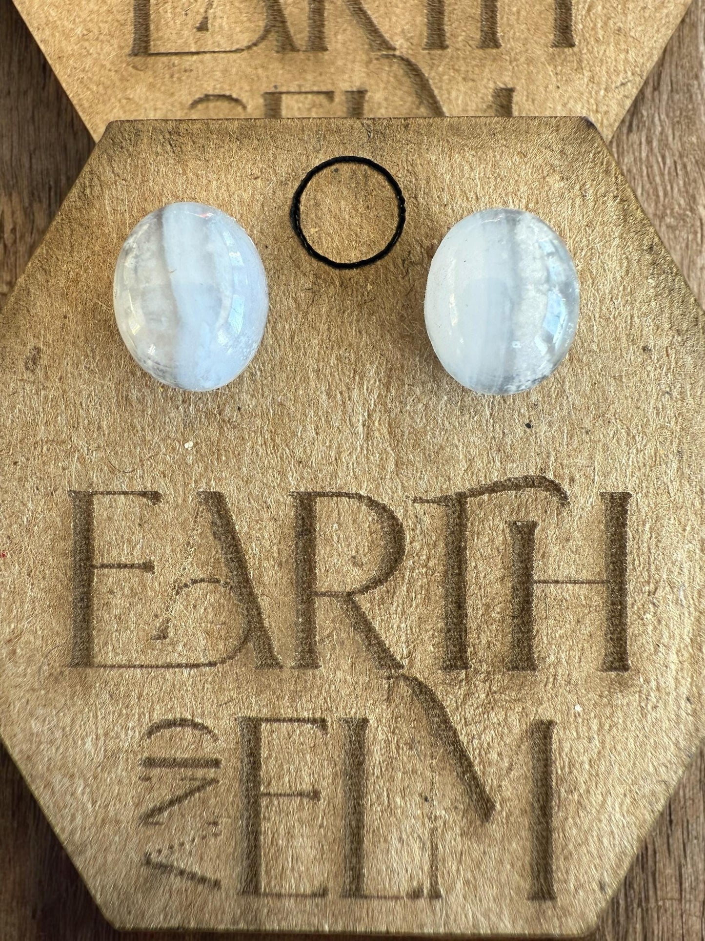 Blue Lace Agate Oval Gemstone Stud Earrings | 6x8mm 8x10mm | Blue Lace Agate Studs |
