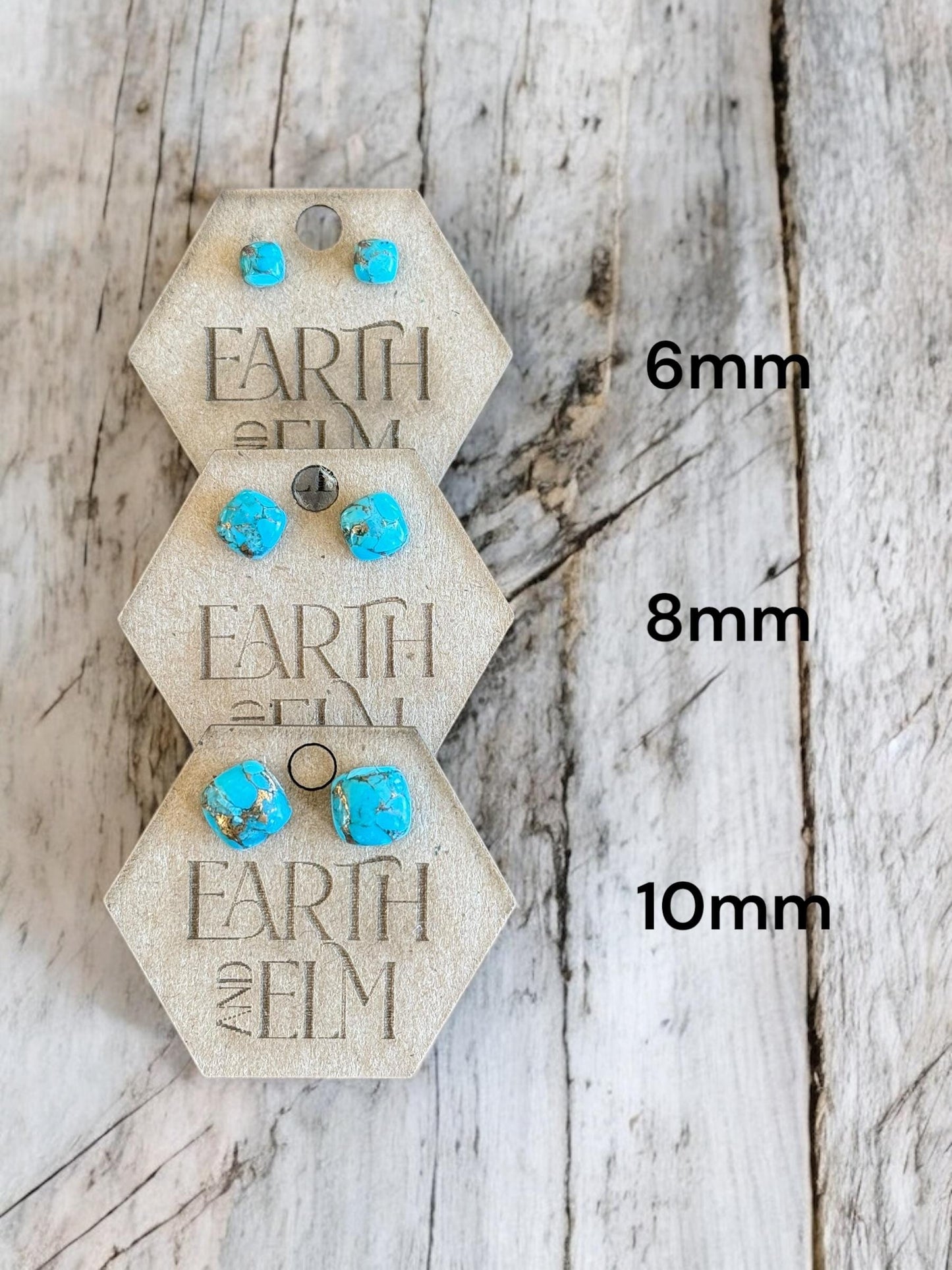 Blue Copper Turquoise Cushion Cut Studs | Stud Earrings | Gemstone Earrings | 8mm Crystal Studs