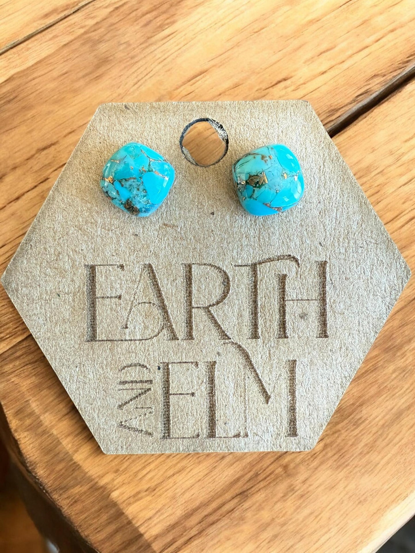 Blue Copper Turquoise Cushion Cut Studs | Stud Earrings | Gemstone Earrings | 8mm Crystal Studs