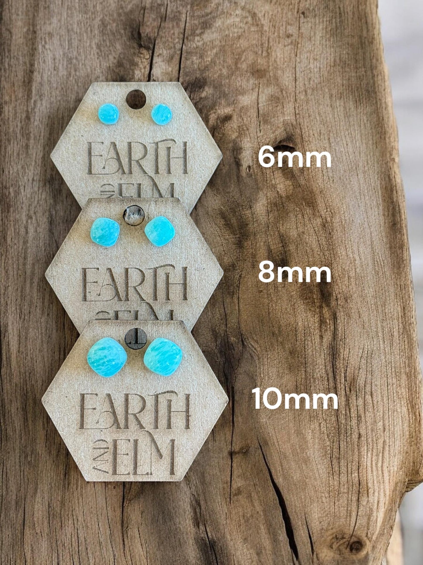 Amazonite Cushion Studs | Stud Earrings | Gemstone Earrings | 6mm 8mm 10mm