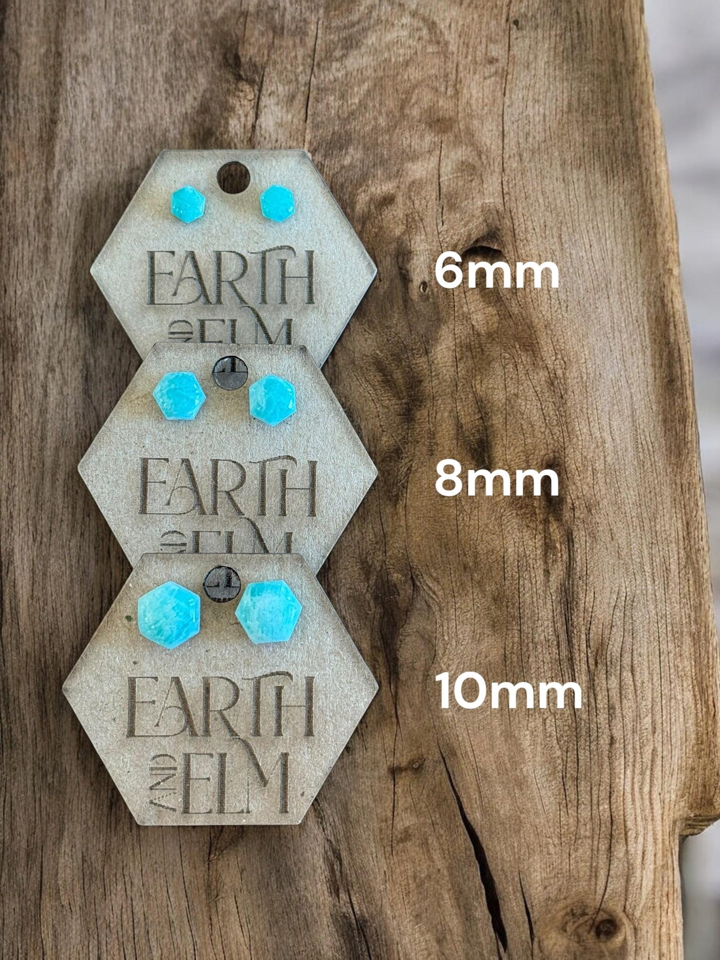 Amazonite Hexagon Studs | Stud Earrings | Gemstone Earrings | 6mm 8mm 10mm