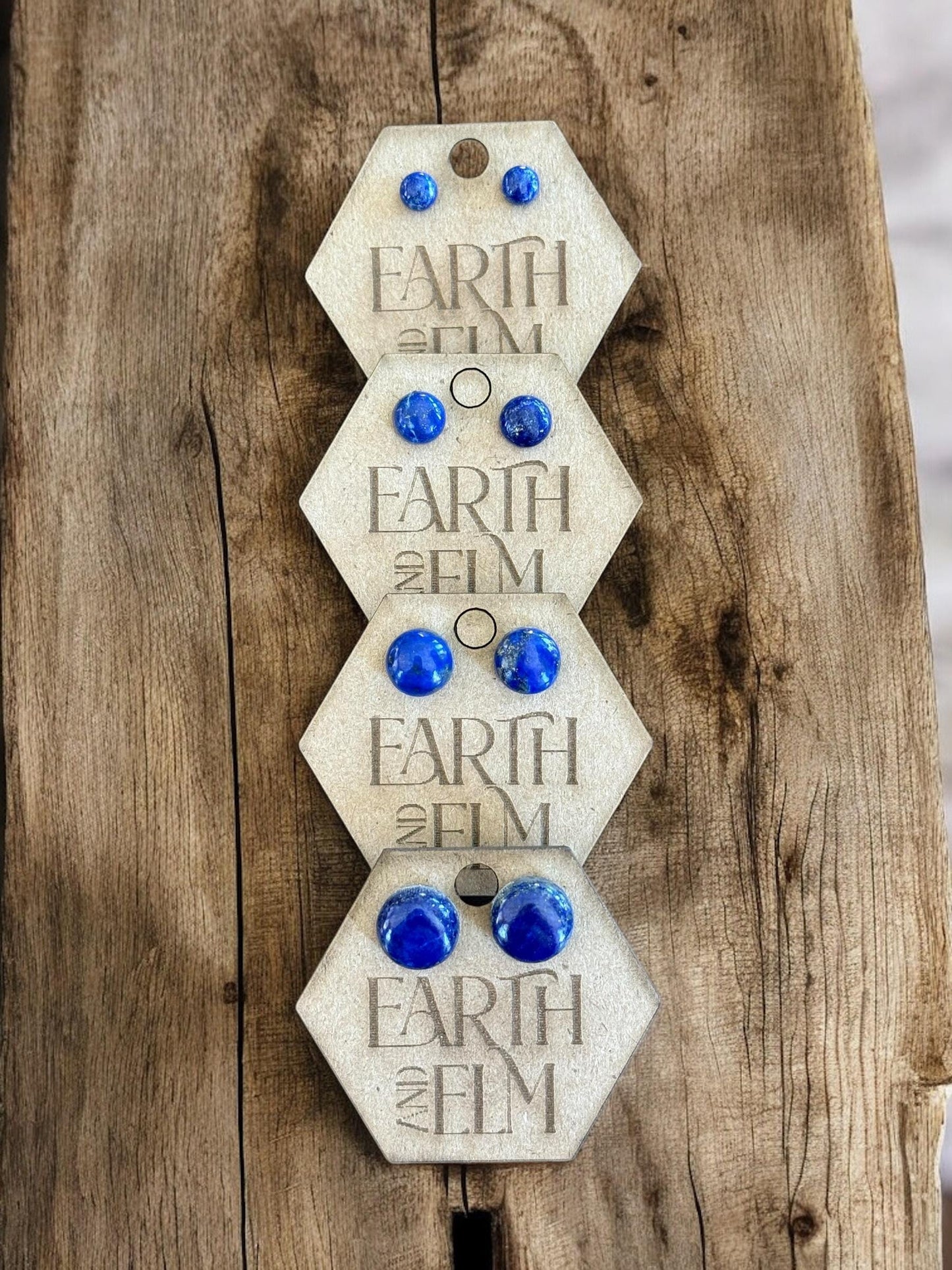 Lapis Lazuli Round Studs | Lapis Lazuli Earrings | 6mm 8mm 10mm 12mm | Gemstone Earrings