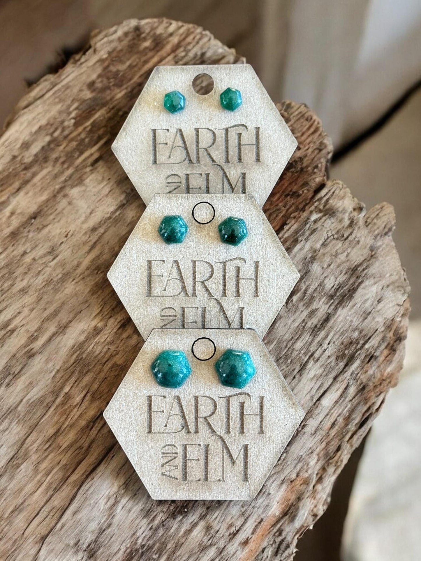 Green Aventurine Hexagon Studs | Stud Earrings | Gemstone Earrings | Hexagon Cut Shape
