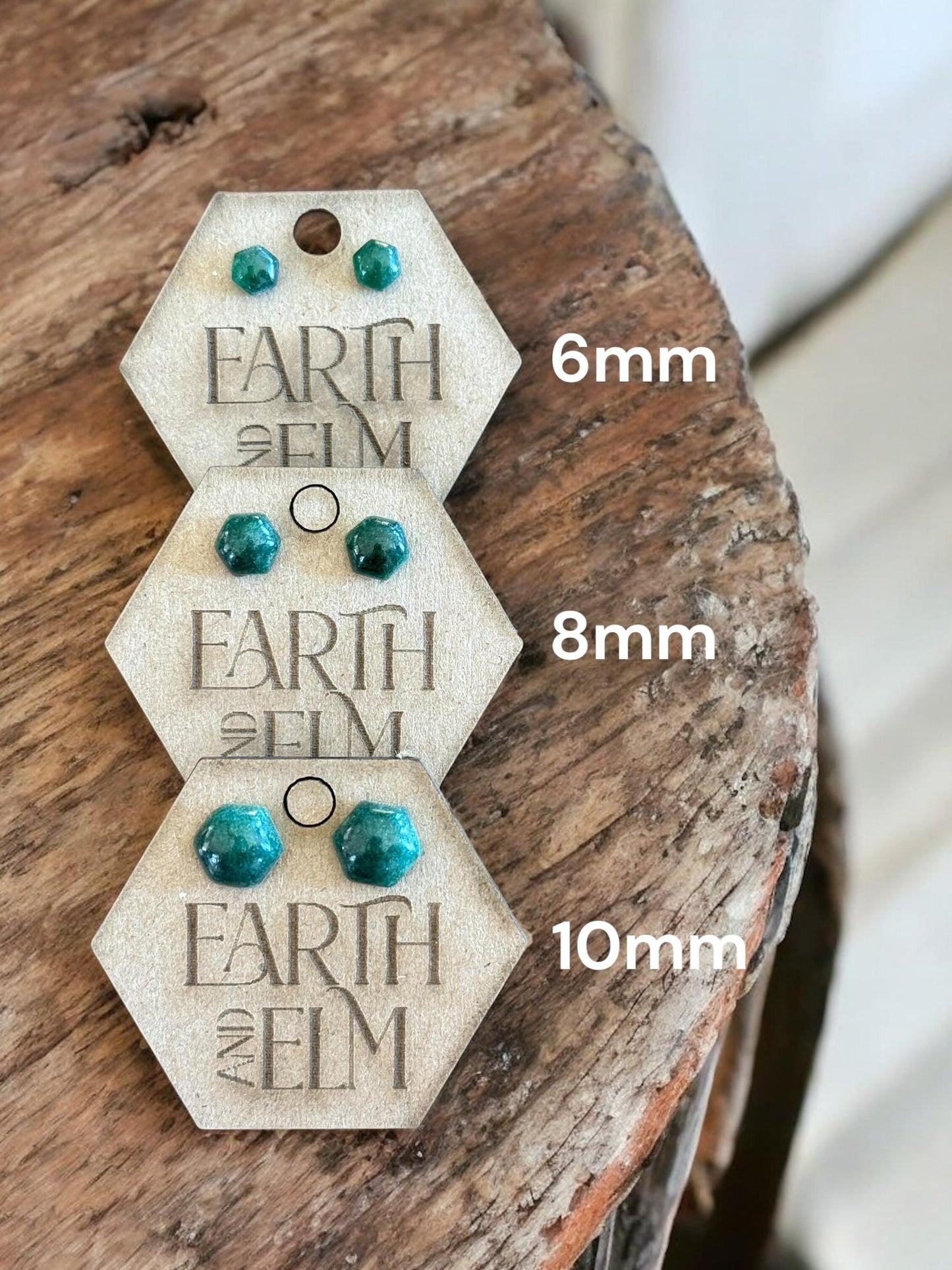 Green Aventurine Hexagon Studs | Stud Earrings | Gemstone Earrings | Hexagon Cut Shape
