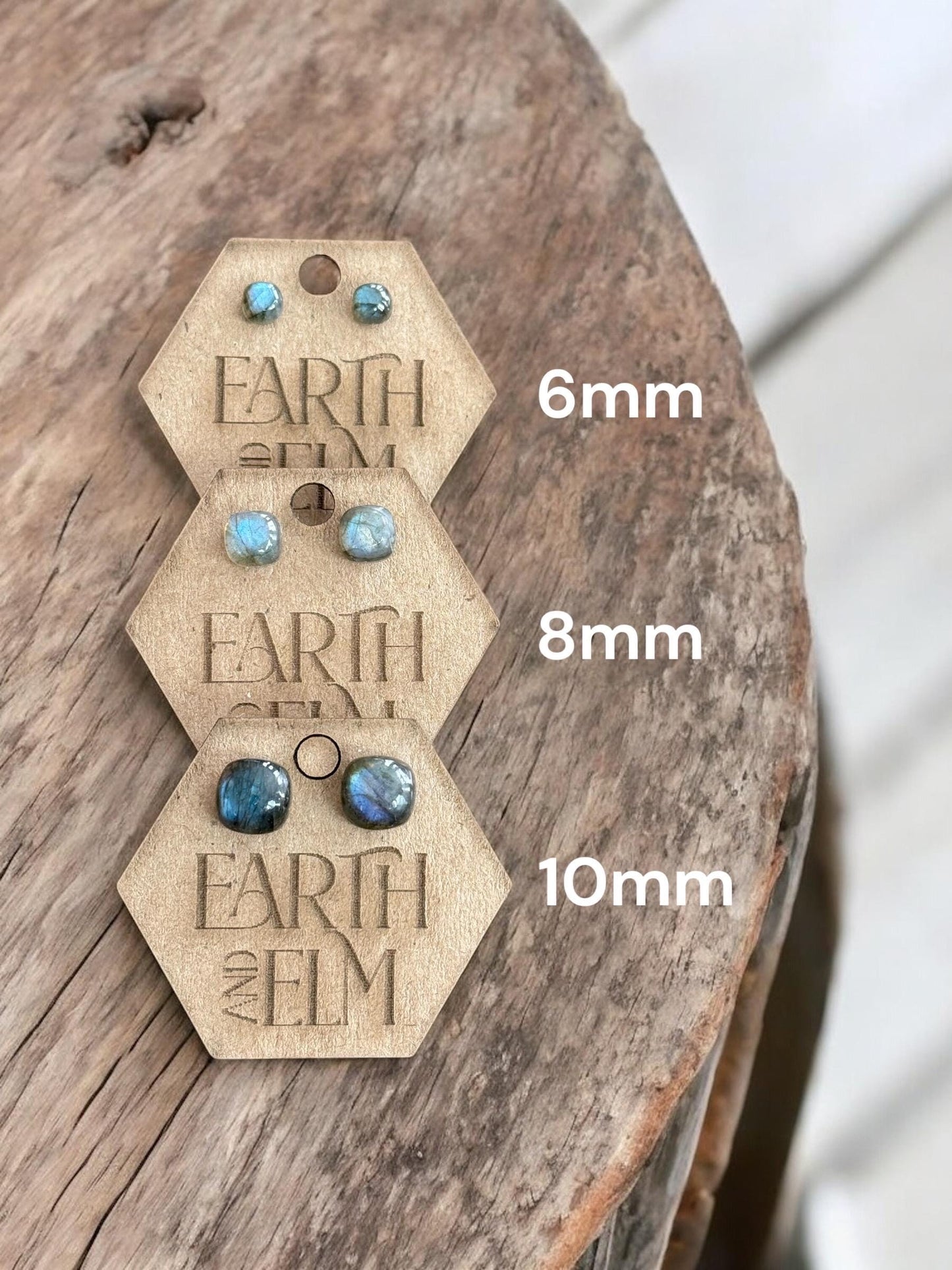 Labradorite Cushion Cut Studs | Stud Earrings | Gemstone Earrings | 6mm 8mm 10mm
