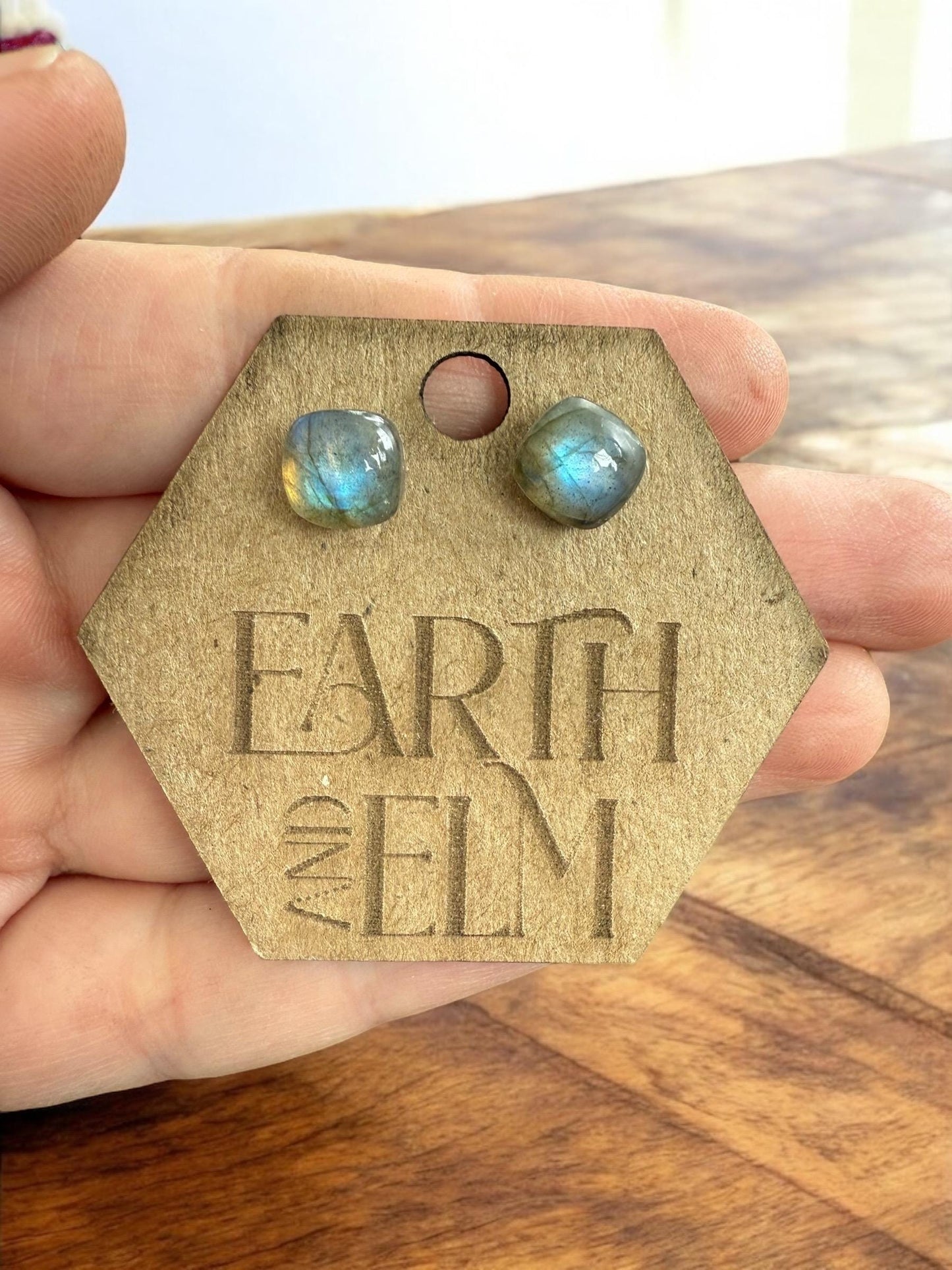Labradorite Cushion Cut Studs | Stud Earrings | Gemstone Earrings | 6mm 8mm 10mm