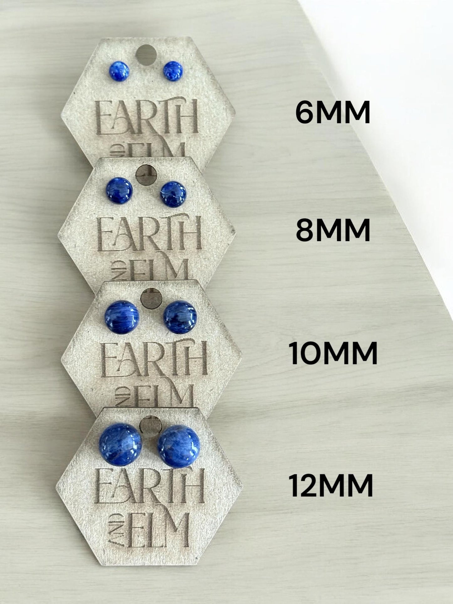 Sodalite Round Gemstone Studs | Stud Earrings | Gemstone Earrings | 6mm 8mm 10mm 12mm