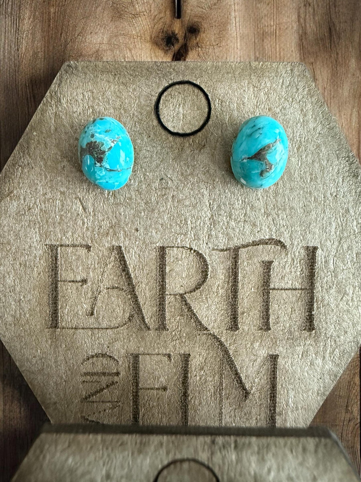 Turquoise Oval Gemstone Stud Earrings | 6x8mm 8x10mm | Blue Copper Turquoise Studs |