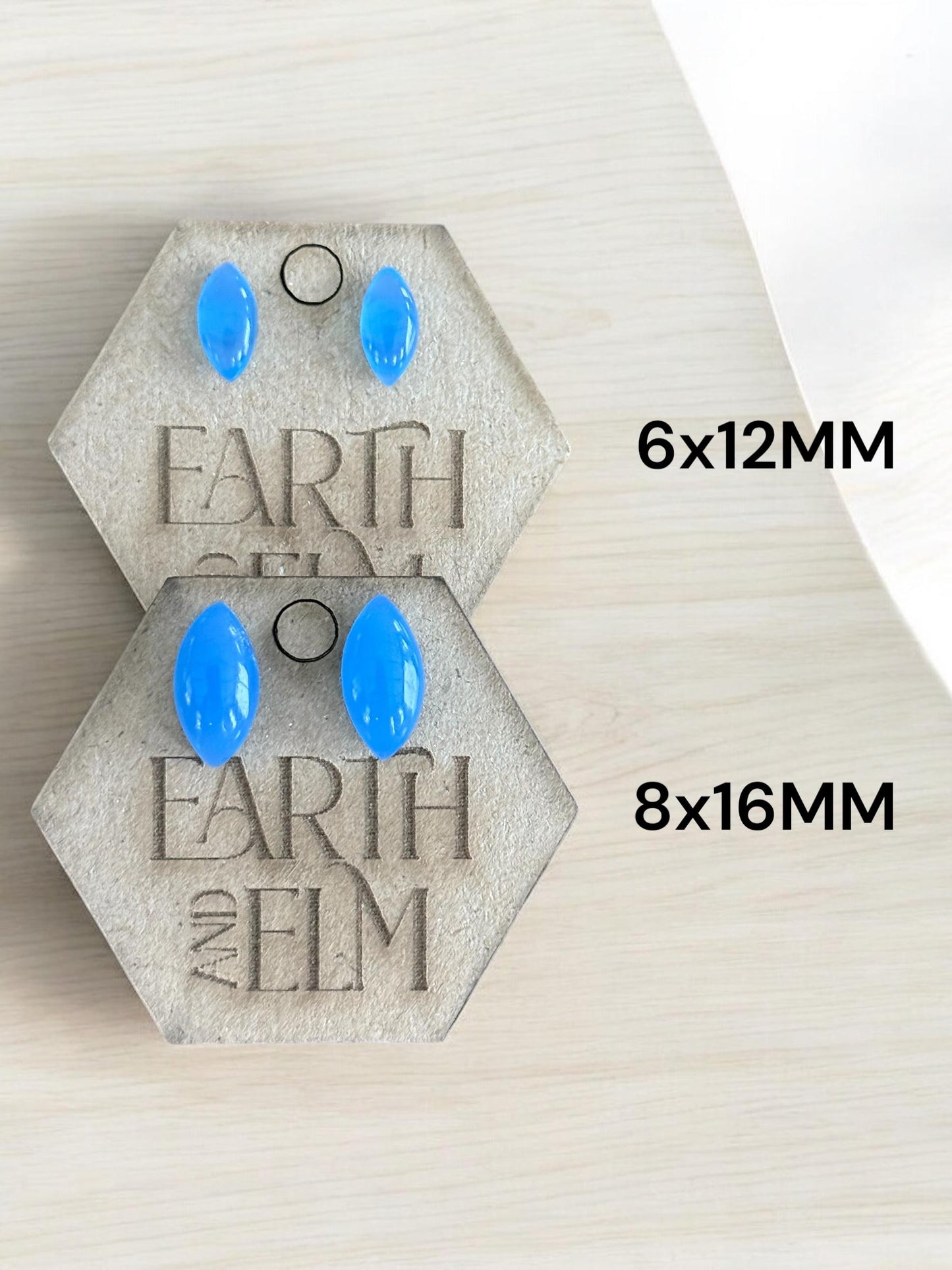 Blue Chalcedony Marquise Gemstone Stud Earrings | 6x12mm 8x16mm | Blue Chalcedony Studs |