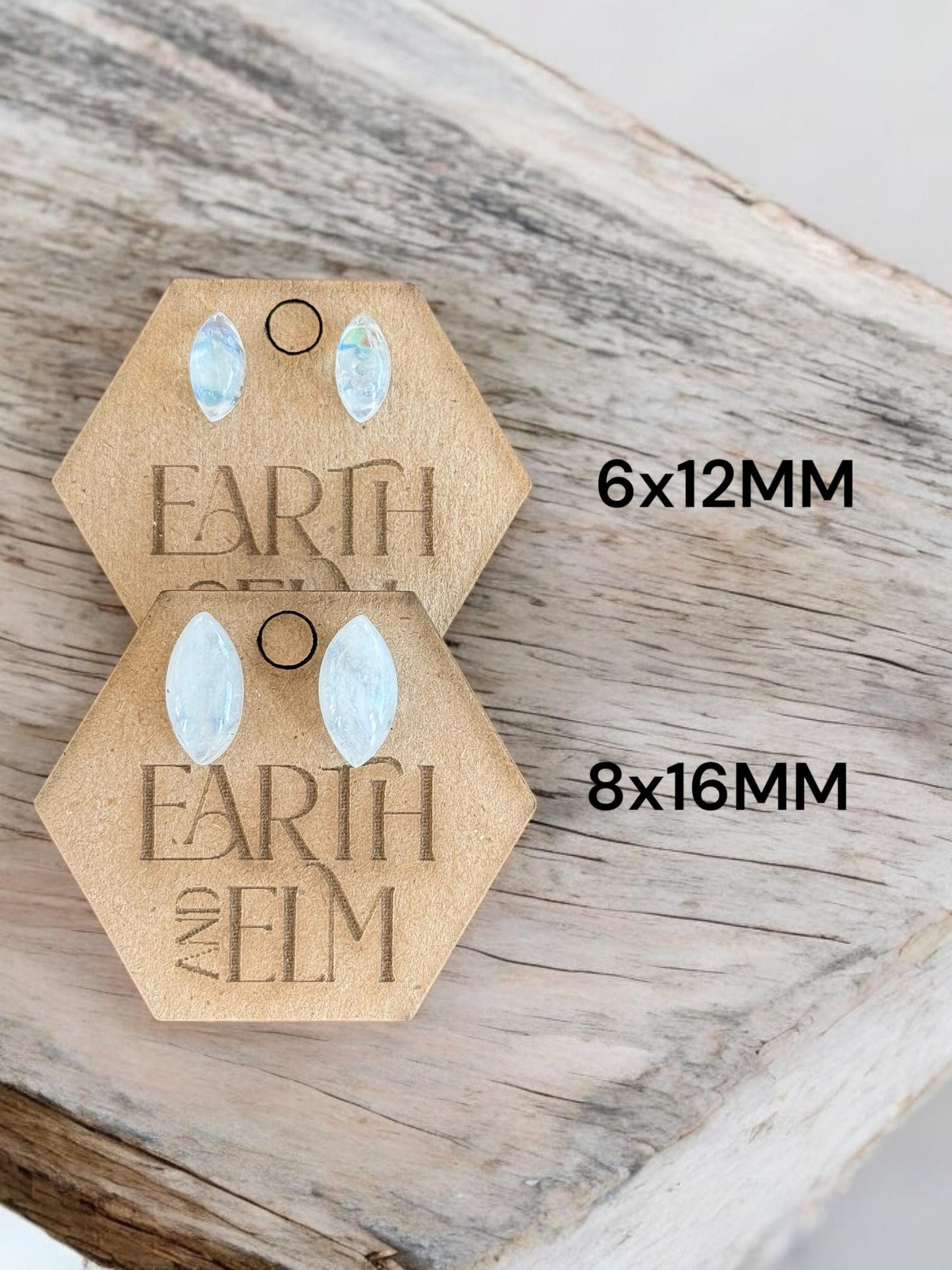 Moonstone Marquise Gemstone Stud Earrings | 6x12mm 8x16mm | Moonstone Studs