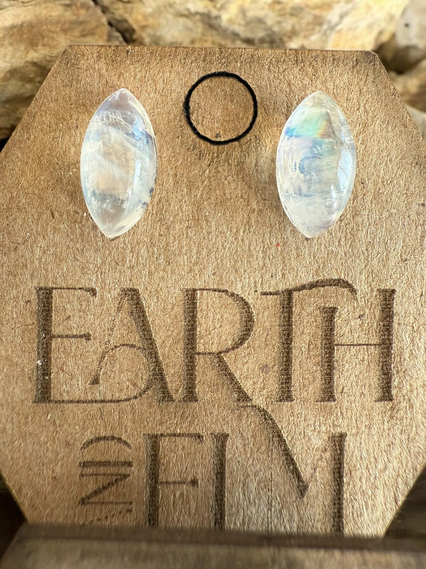 Moonstone Marquise Gemstone Stud Earrings | 6x12mm 8x16mm | Moonstone Studs