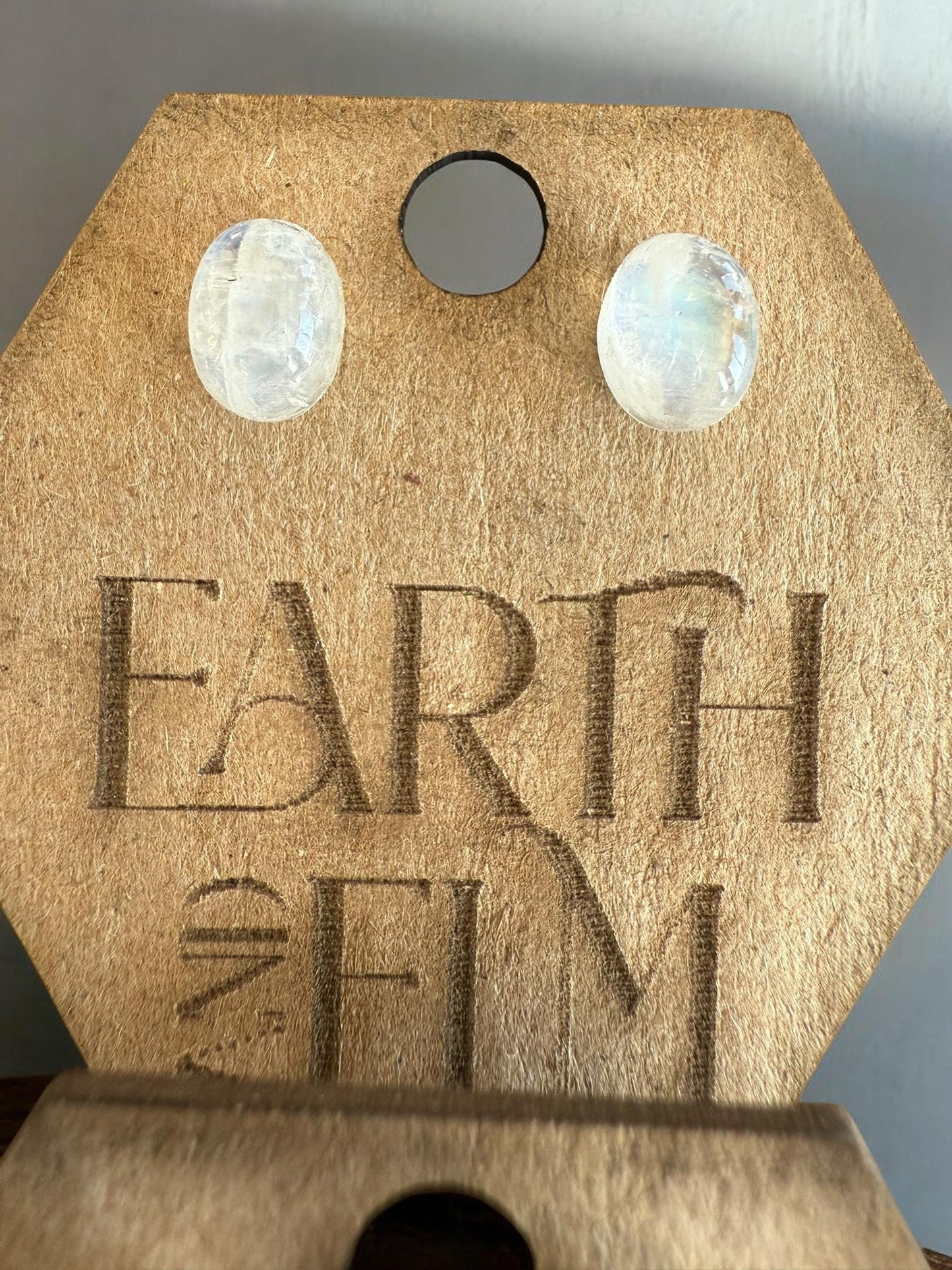Moonstone Oval Gemstone Stud Earrings | 6x8mm 8x10mm | Moonstone Studs
