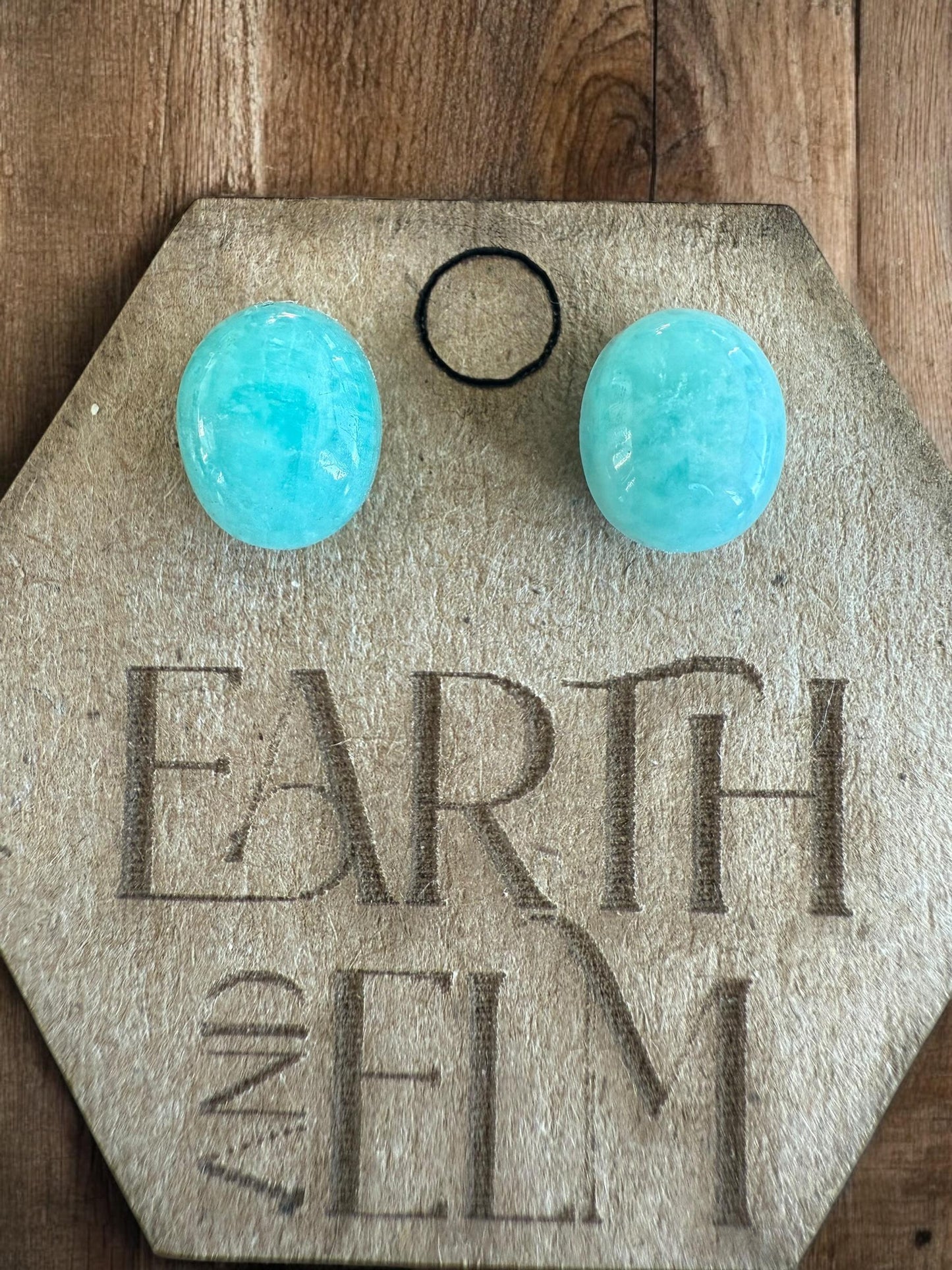Amazonite Oval Gemstone Stud Earrings | 6x8mm 8x10mm | Amazonite Studs