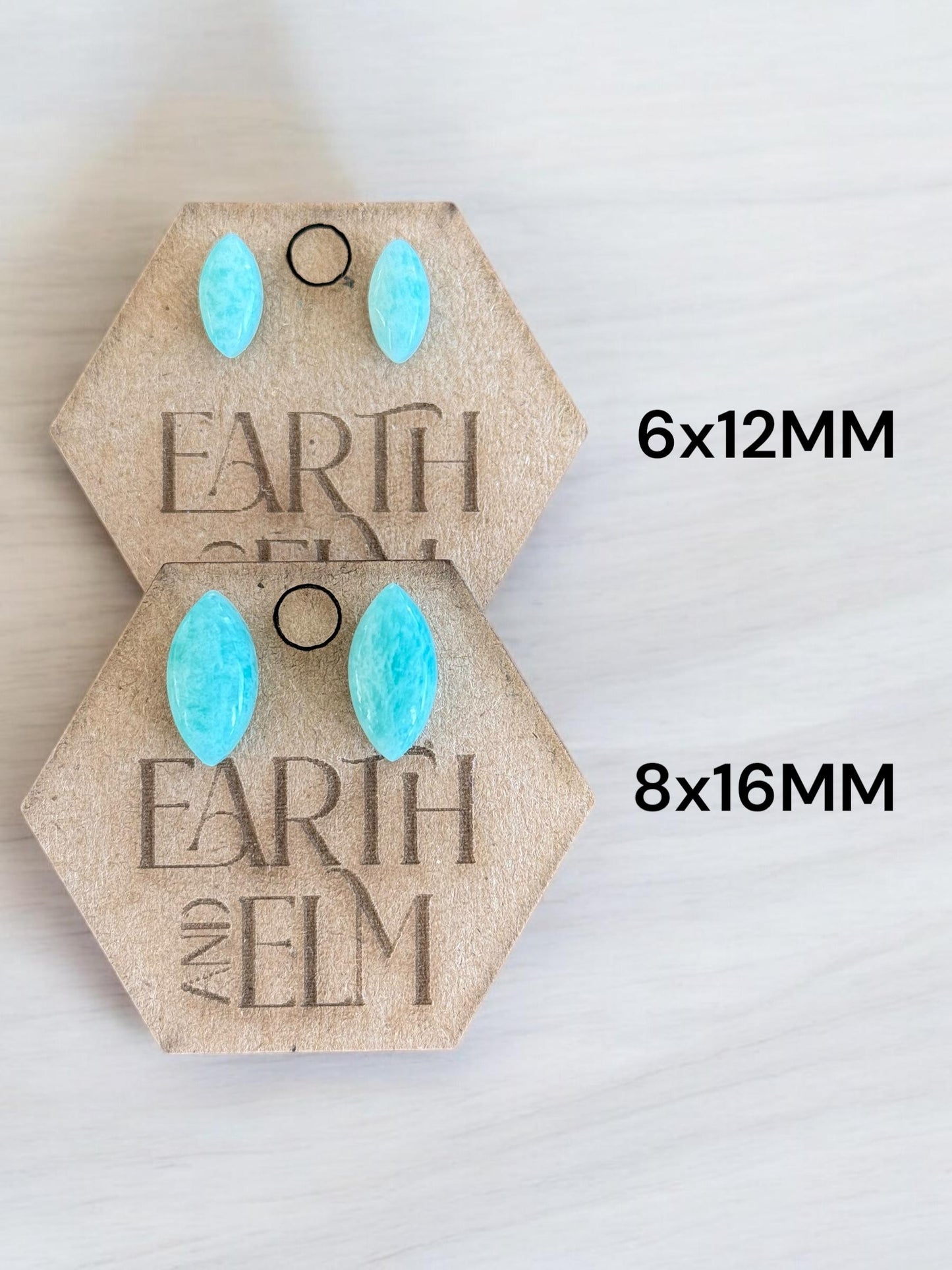 Amazonite Marquise Gemstone Stud Earrings | 6x12mm 8x16mm | Amazonite Studs |