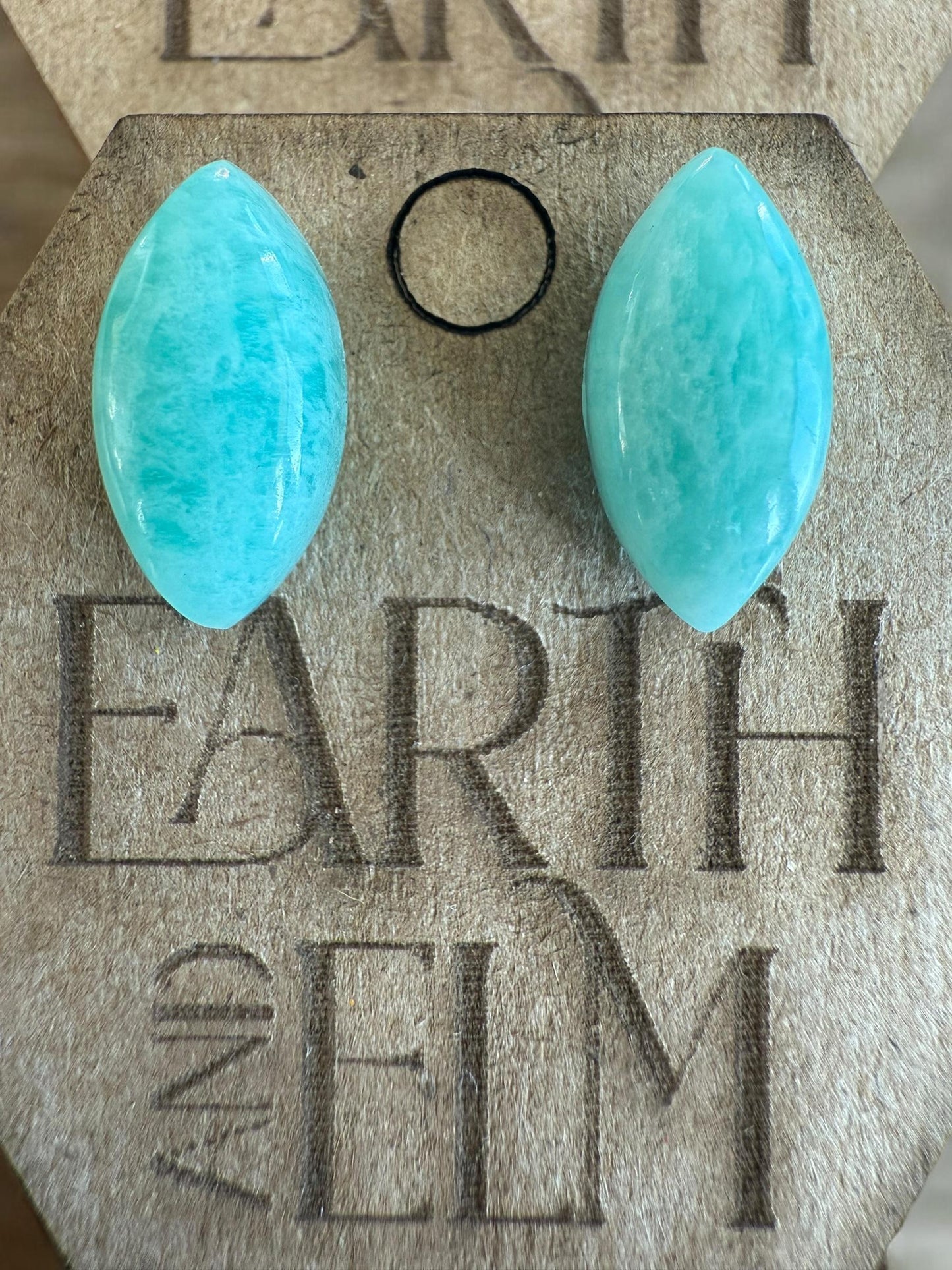 Amazonite Marquise Gemstone Stud Earrings | 6x12mm 8x16mm | Amazonite Studs |