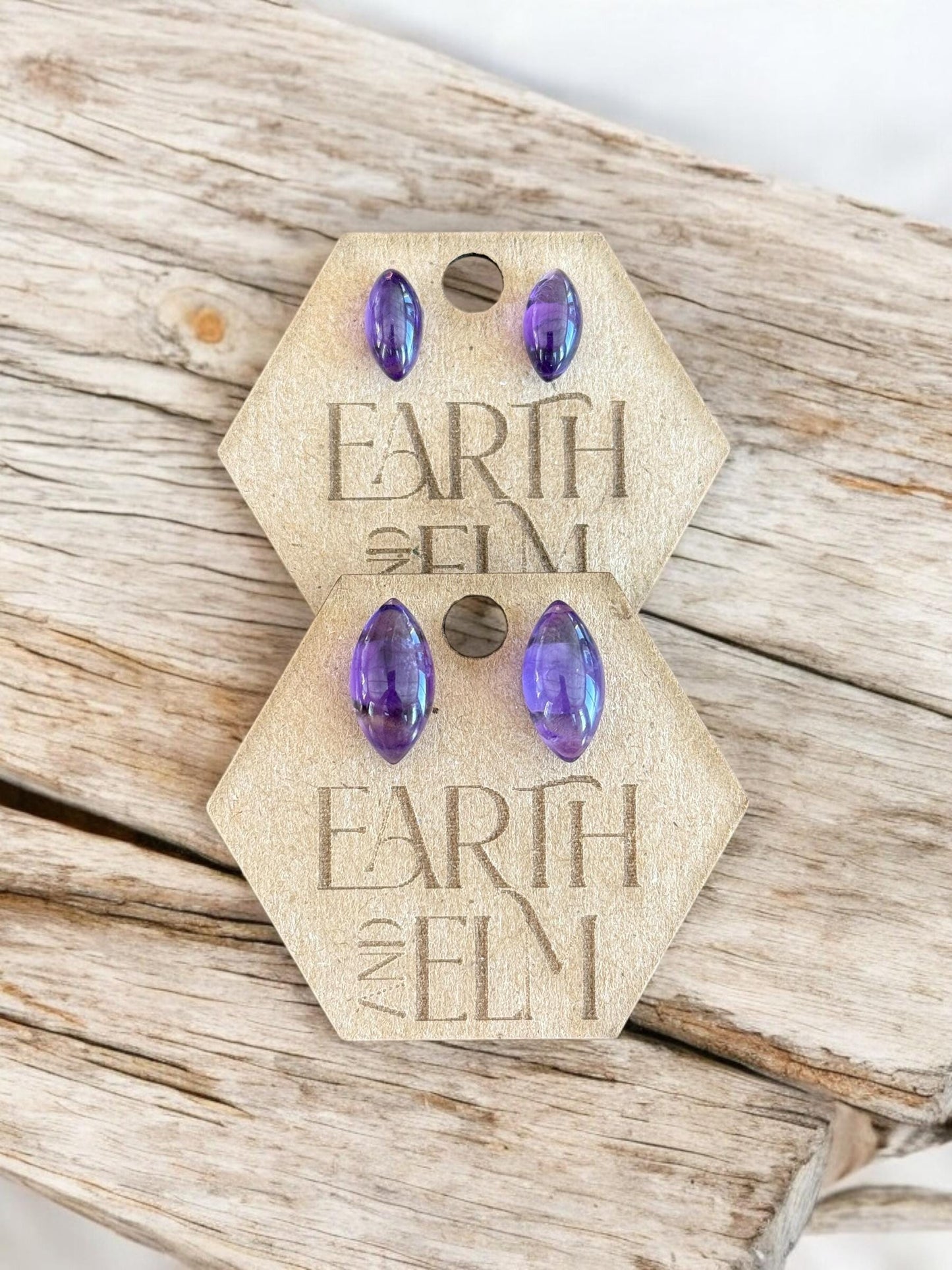 Amethyst Marquise Gemstone Stud Earrings | 6x12mm 8x16mm | Amethyst Studs |